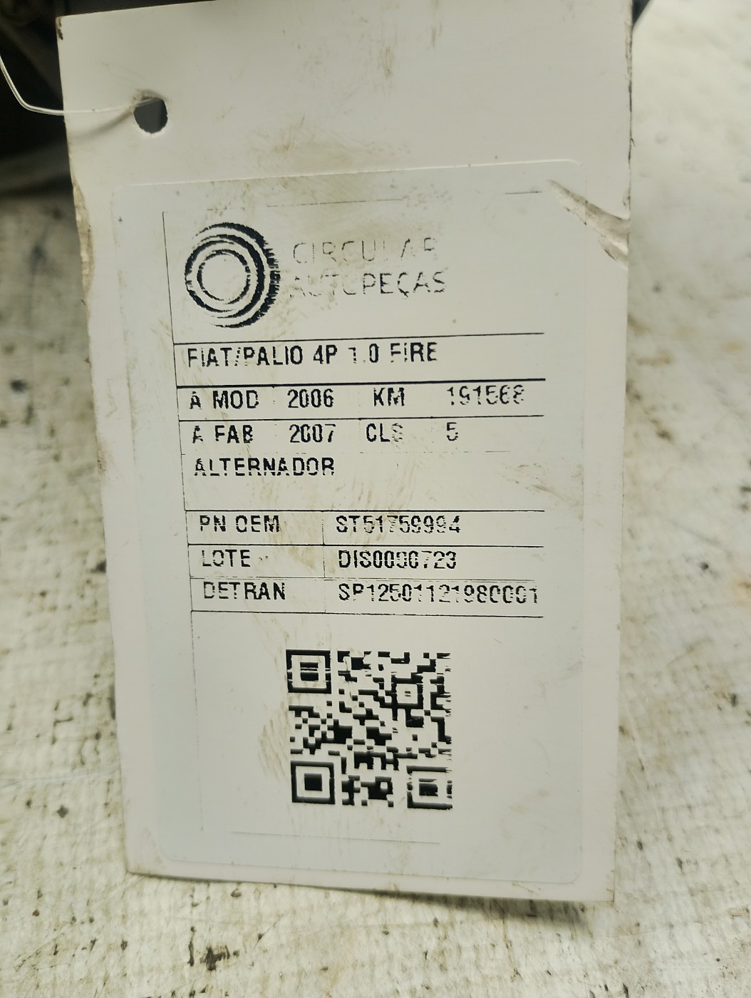 ALTERNADOR FIAT PALIO CELEBRATION 1.0 FIRE FLEX 8V 2006/07 - 51759994 - 