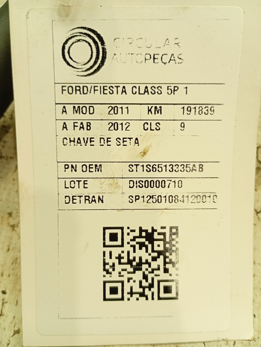 ALAVANCA COMANDO CHAVE SETA FORD FIESTA 1.8 11/12 - ST1S6513335AB - 