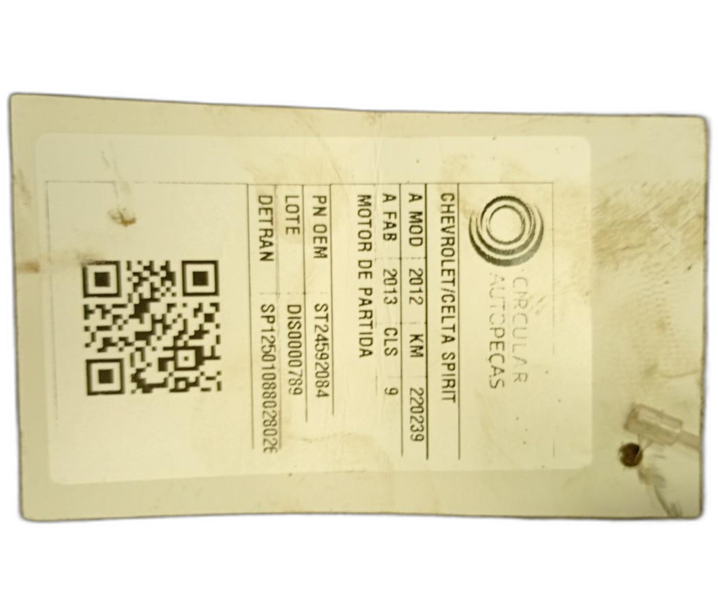MOTOR PARTIDA CHEVROLET CELTA SPIRIT/LT 2012/2013 - ST24592084 - 