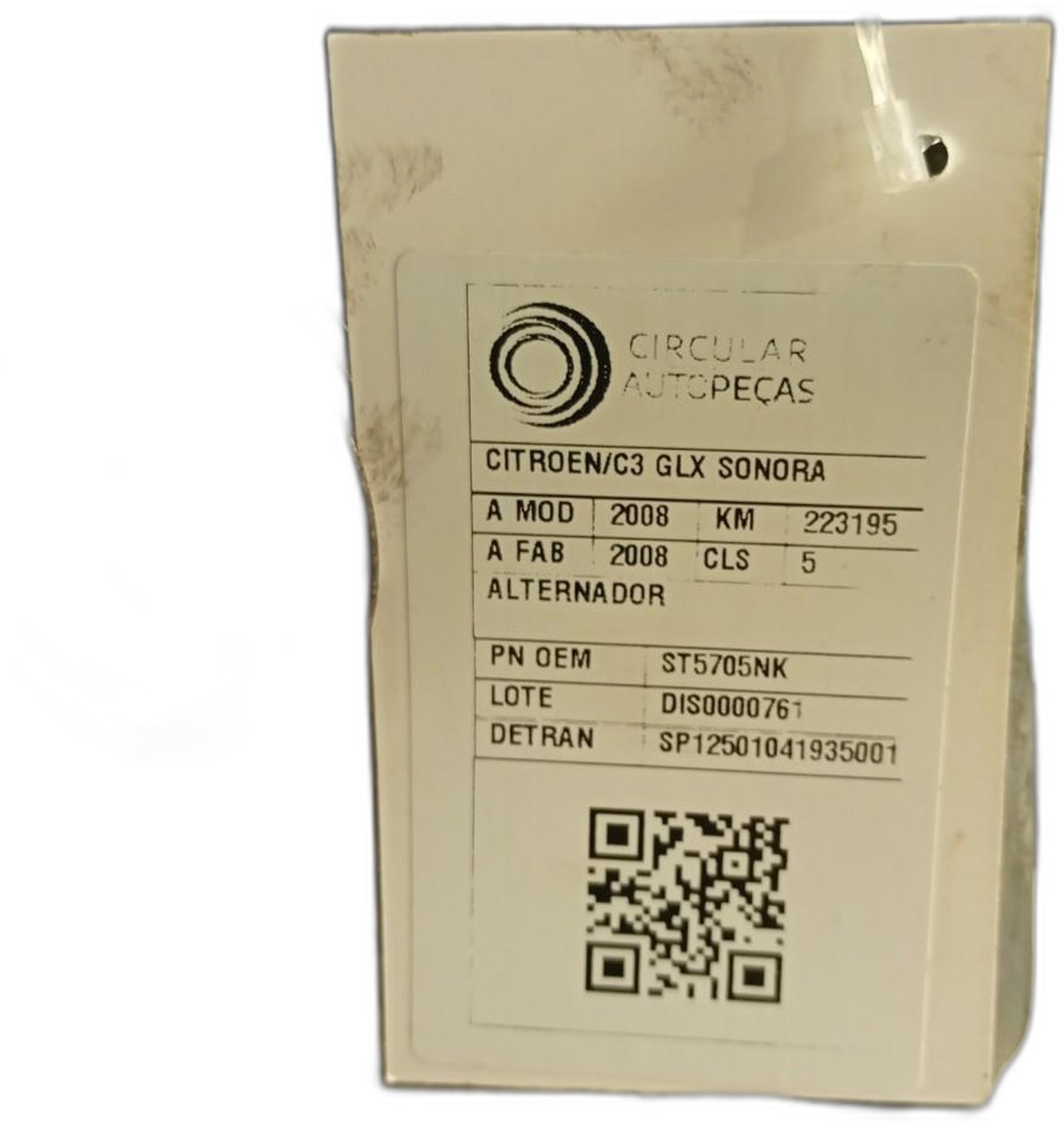 ALTERNADOR CITROEN C3 GLX/GLX SONORA 1.4 2008/2008 - ST5705NK - 