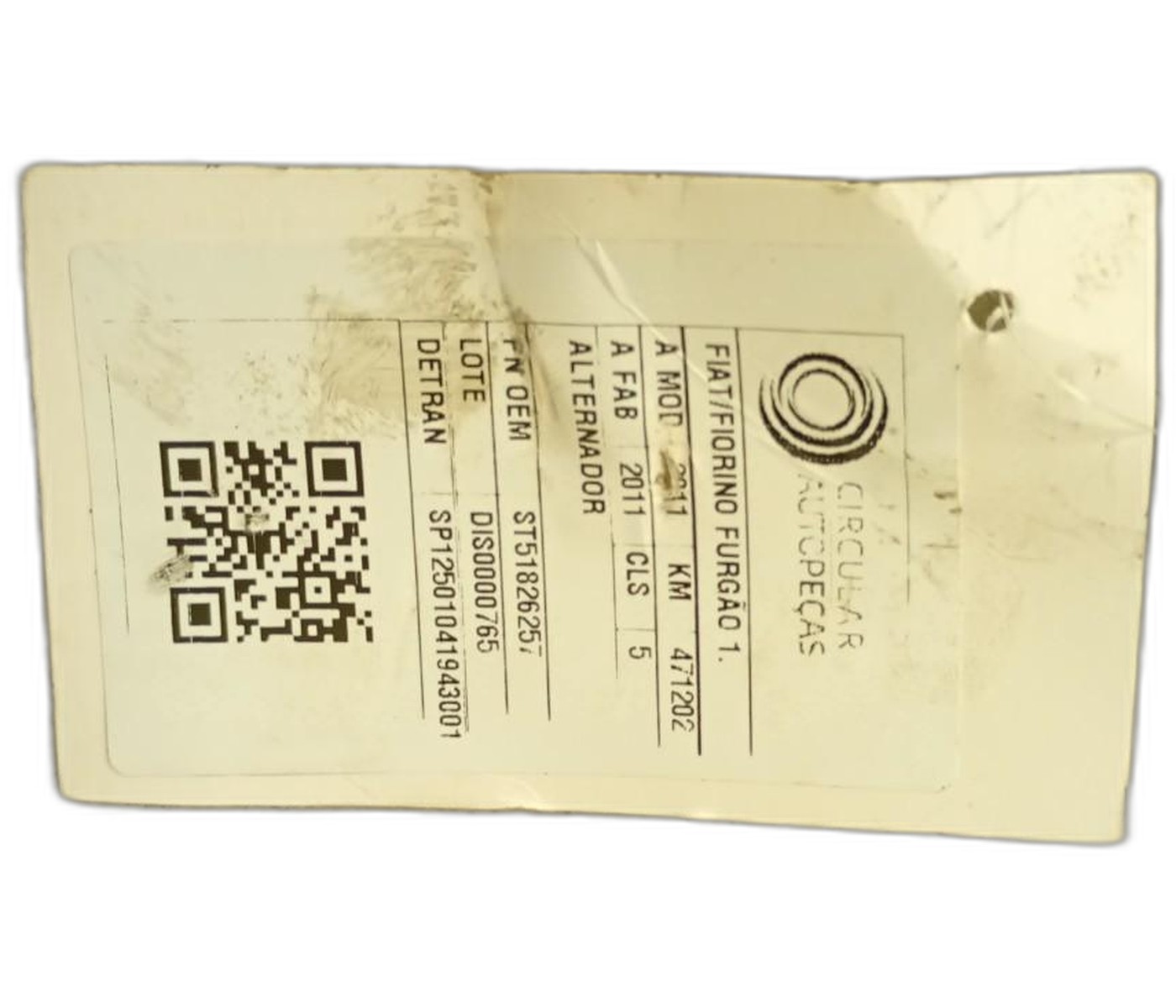 ALTERNADOR FIAT STRADA WORKING HARD 1.4 FIRE 8V 2019/20 - 51826257 - 