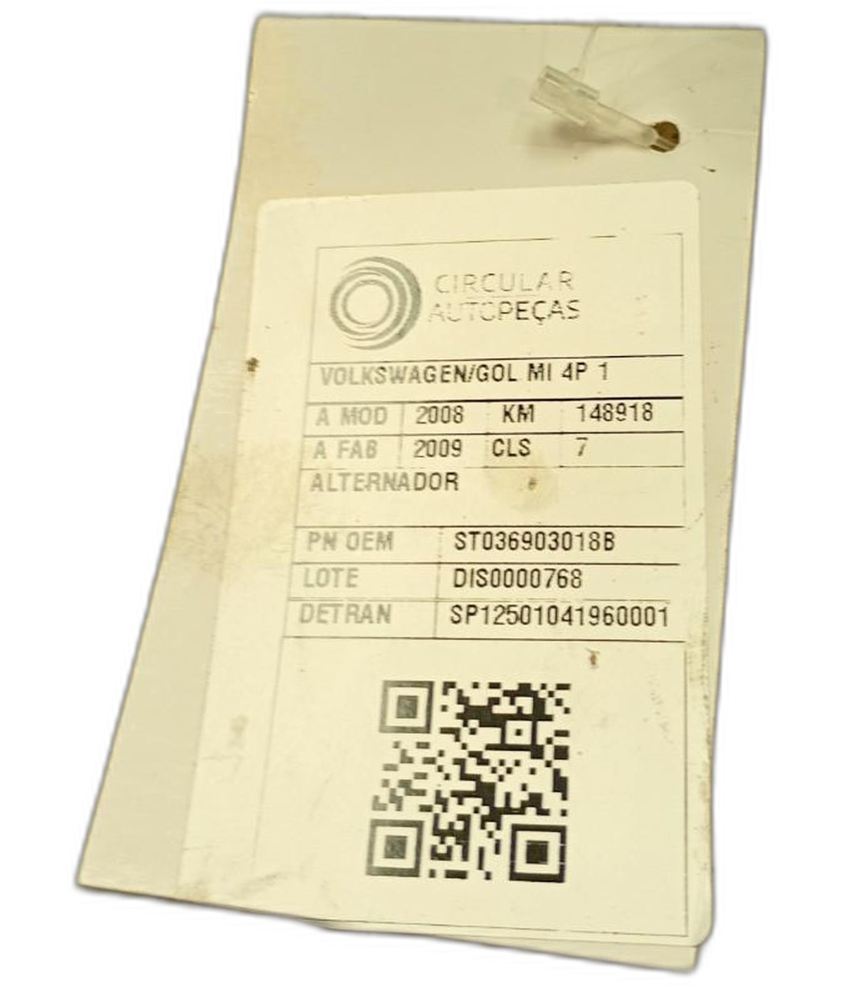 ALTERNADOR VOLKSWAGEN SAVEIRO ROBUST 1.6 TOTAL FLEX 2017 - 036903018B - 