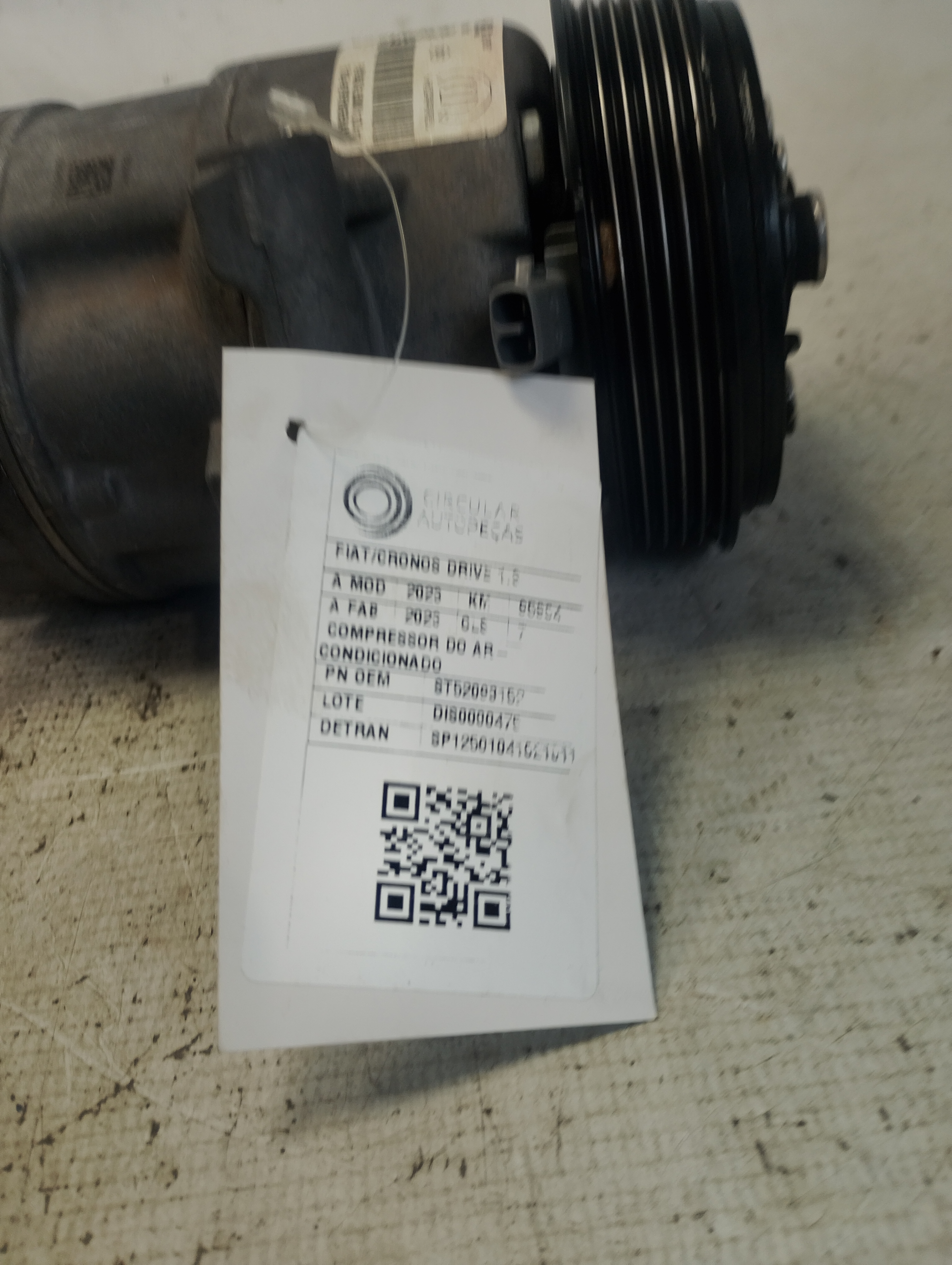 COMPRESSOR AR-CONDICIONADO FIAT CRONOS DRIVE 1.3 8V 2023 - ST52093152 - 