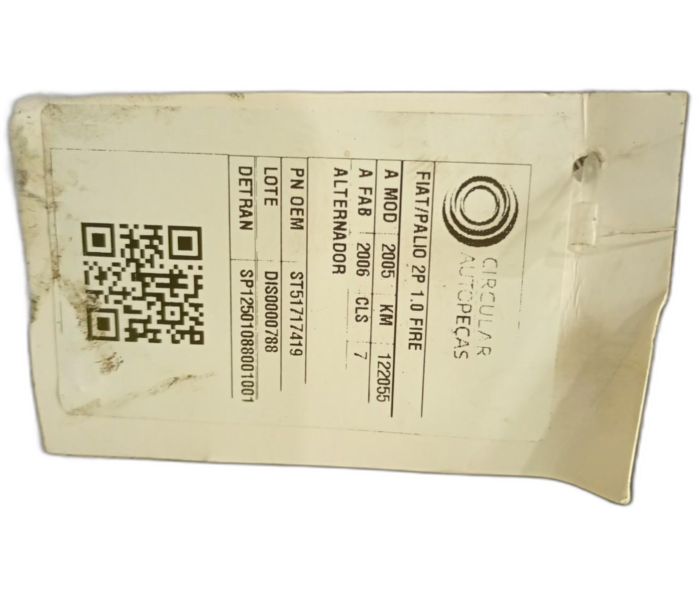 ALTERNADOR FIAT PALIO EX 1.0 MPI FIRE FLEX 8V 2007/2008 - ST51717419 - 
