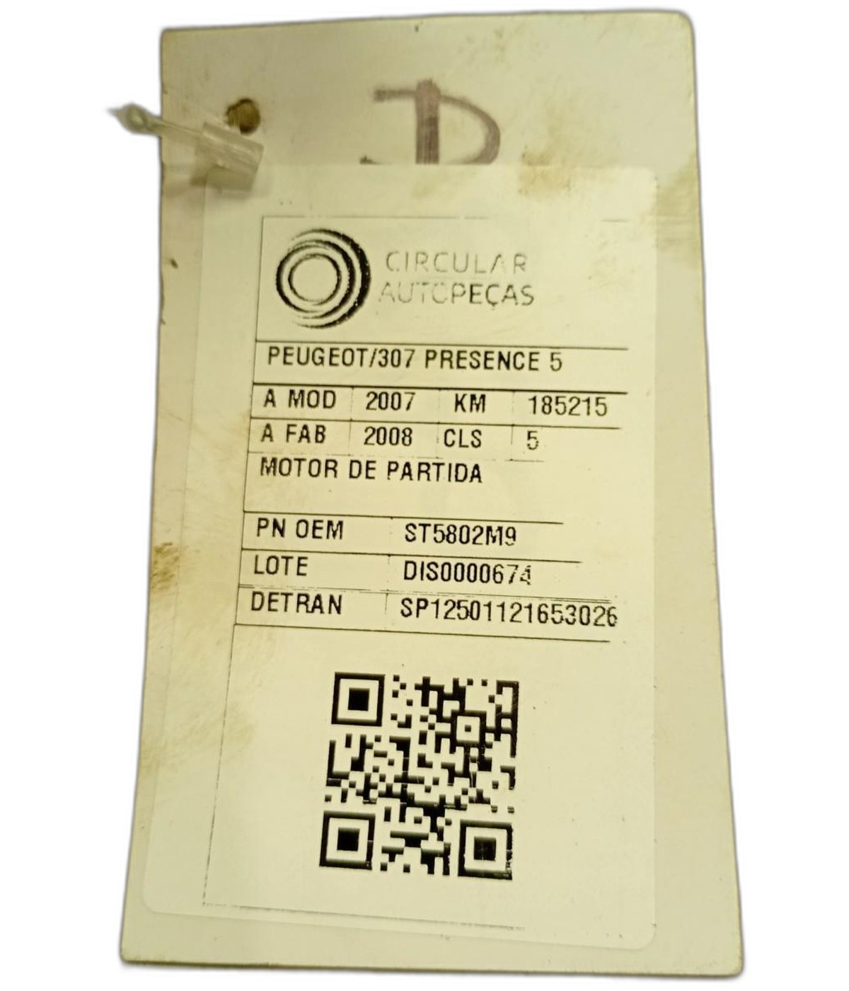 Motor Partida Arranque C3 C4 206 207 307 1.4 1.6 03/11 Valeo - ST5802M9 - 