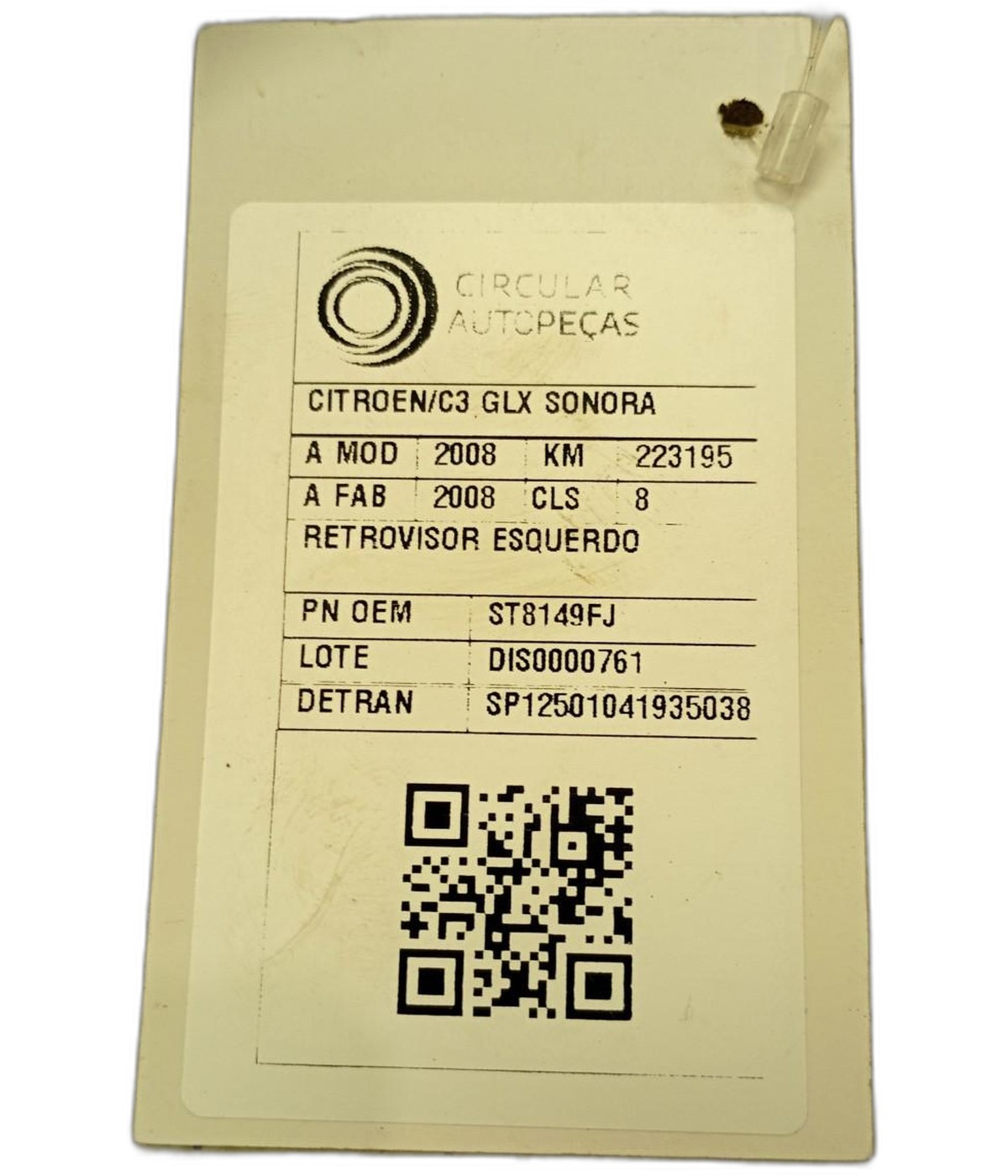 RETROVISOR ESQUERDO CINZA CITROËN C3 GLX/GLX SONORA 1.4 2008 - 8149FJ - 