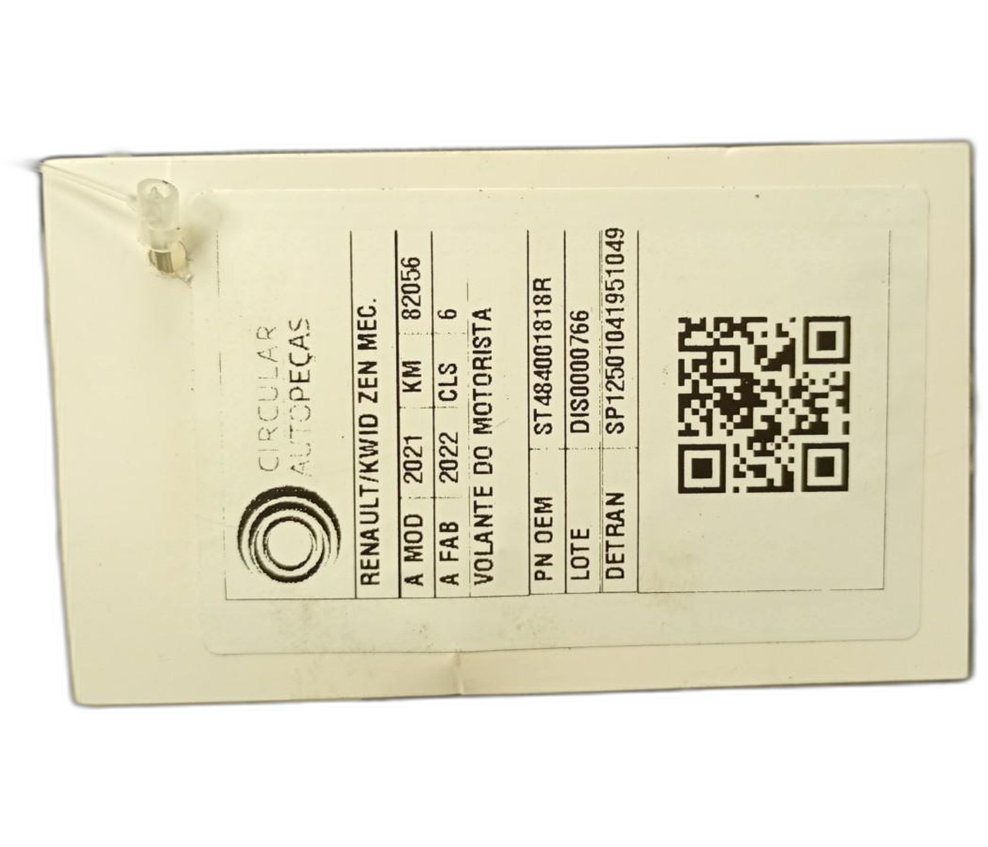 VOLANTE MOTORISTA RENAULT KWID ZEN 1.0 FLEX 12V 2021/22 - ST484001818R - 