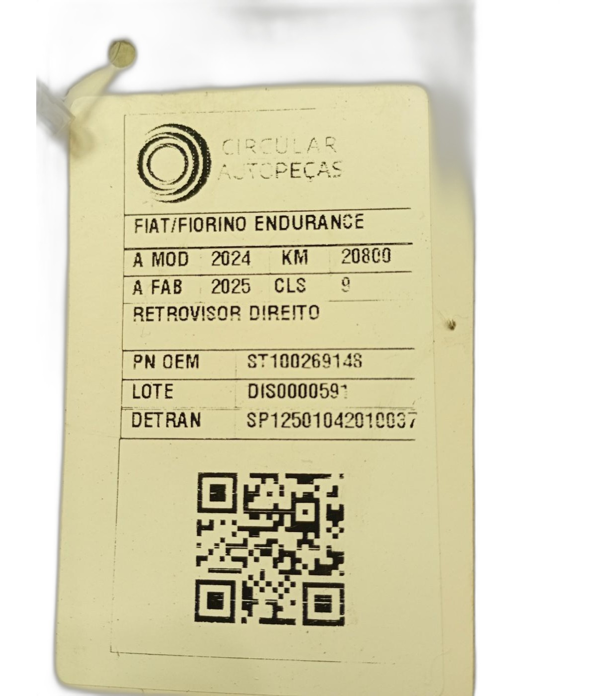 RETROVISOR DIREITO FIAT FIORINO ENDURANCE 1.3 2P 2024/2025 - ST100269148 - 