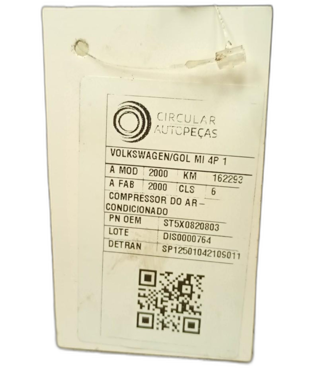 COMPRESSOR AR-CONDICIONADO VOLKSWAGEN GOL 1000 MI 2000 - ST5X0820803 - 