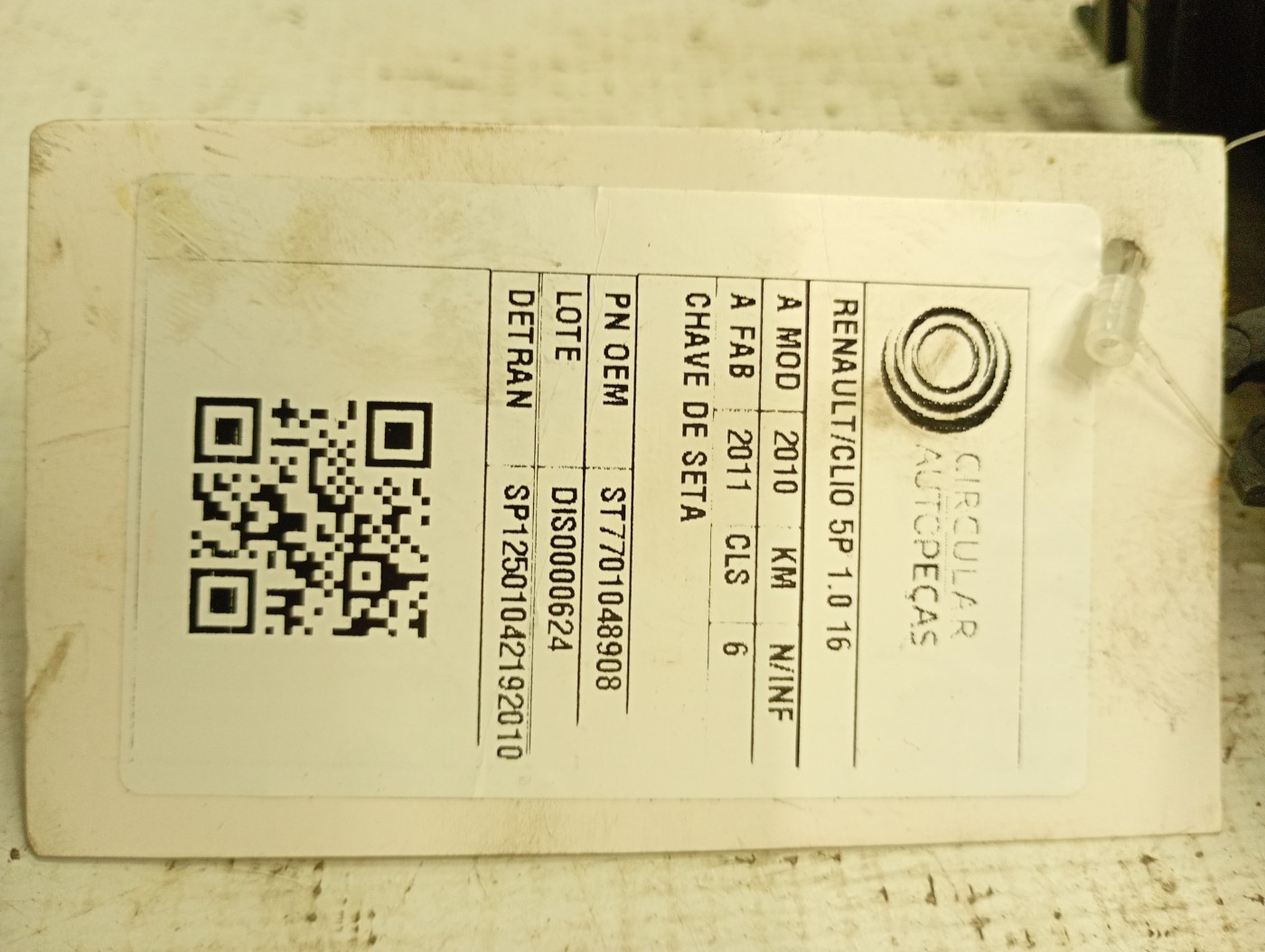 CHAVE SETA RENAULT CLIO HI-FLEX 1.0 16V 5P 2010/2011 - ST7701048908 - 