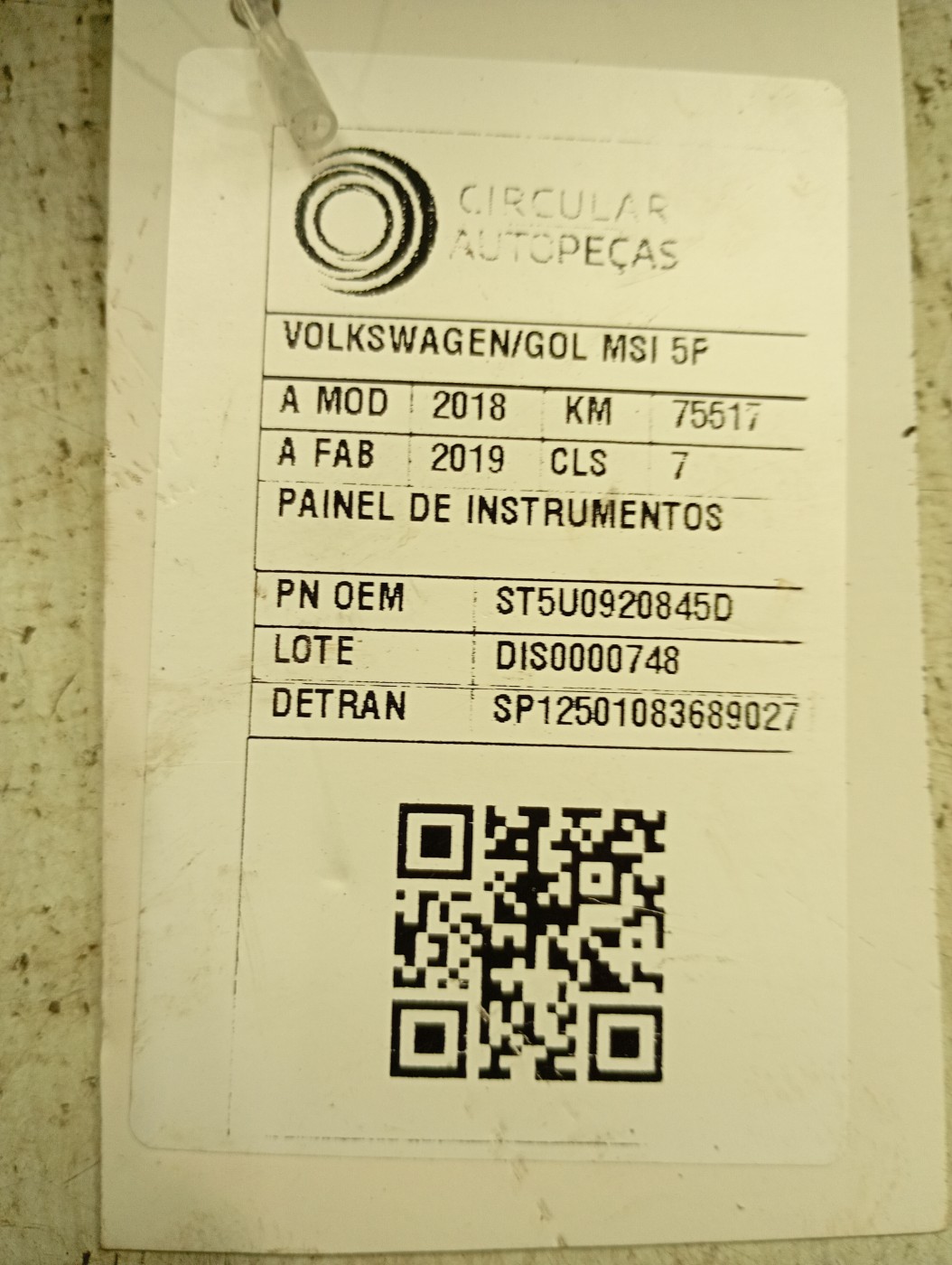 PAINEL INSTRUMENTOS VOLKSWAGEN GOL 1.6 MSI FLEX 2018/19 - 5U0920845D - 