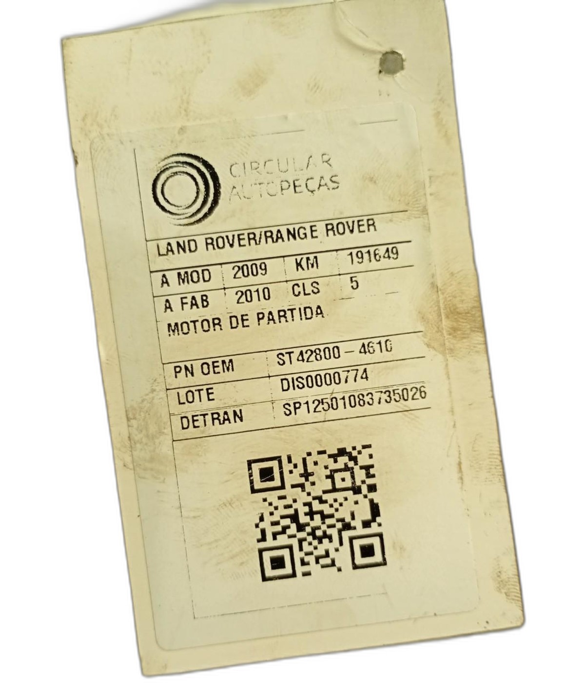 MOTOR PARTIDA RANGE ROVER SPORT SE 3.6 TDV8 2009/10 - 428004610 - 