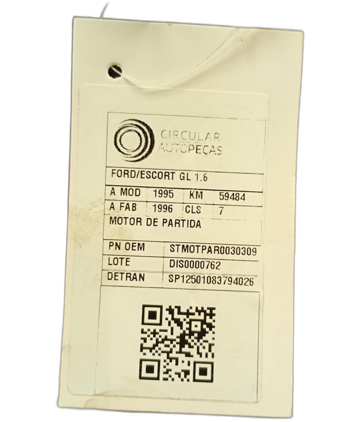 MOTOR PARTIDA FORD ESCORT GL 1.6I 1995/96 - MOTPAR0030309 - 