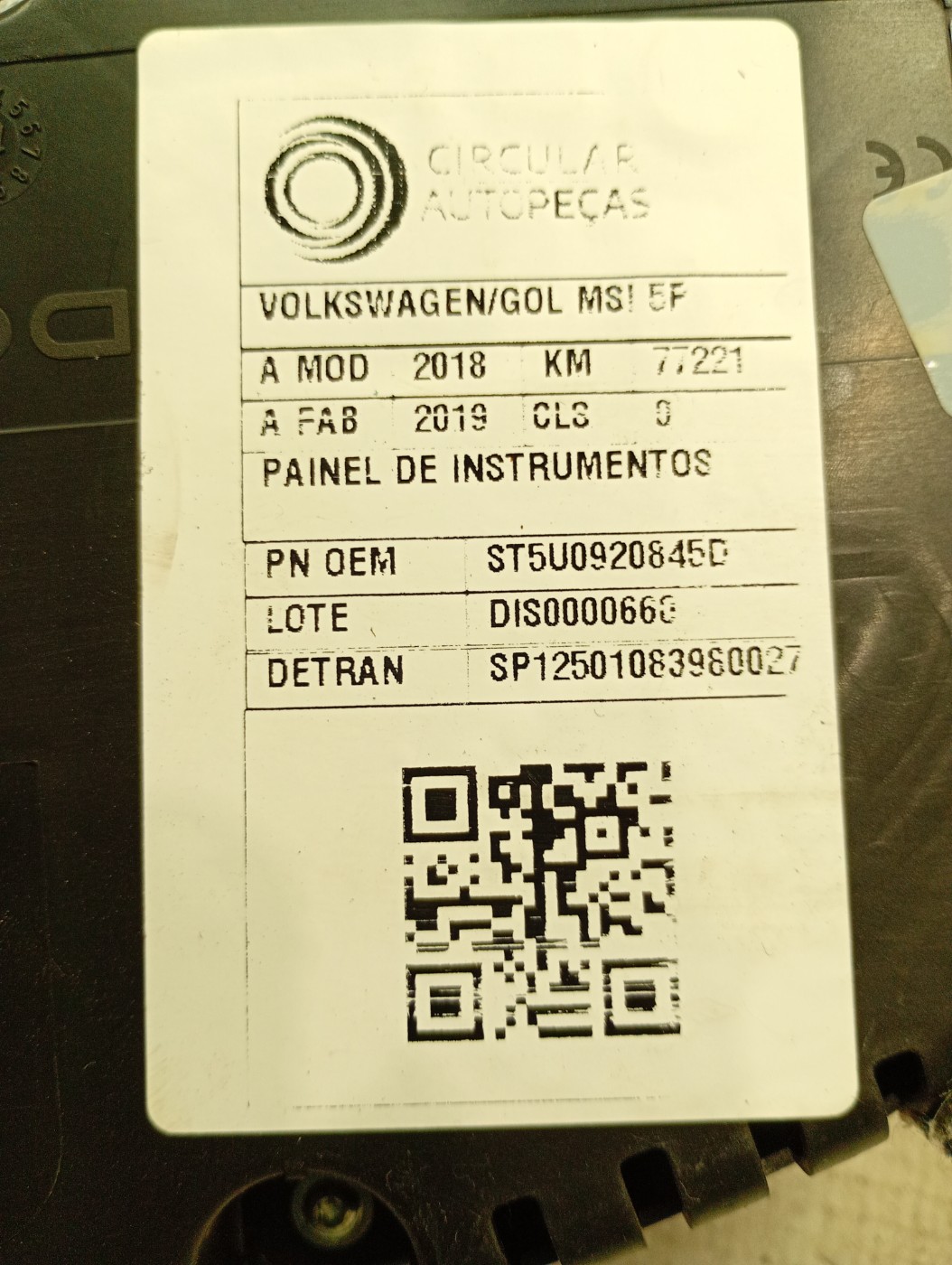 PAINEL INSTRUMENTOS VOLKSWAGEN GOL 1.6 MSI FLEX 2018/19 - 5U0920845D - 