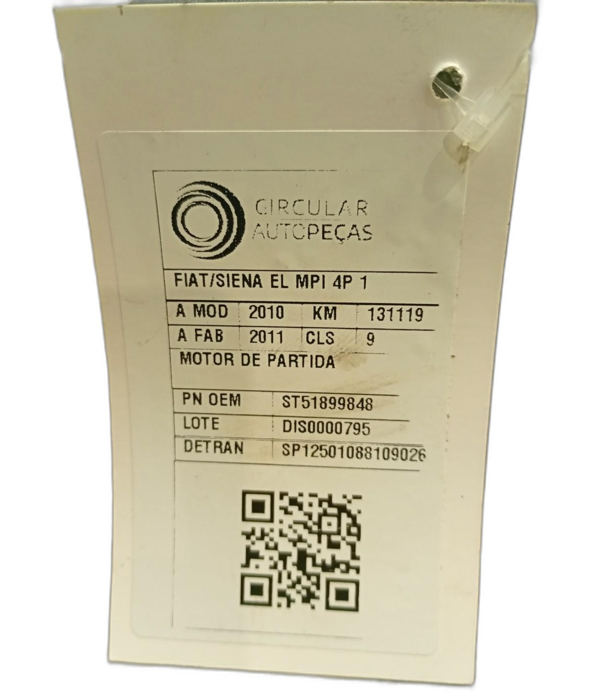 MOTOR PARTIDA FIAT UNO WAY 1.4 EVO FIRE FLEX 8V 2013/14 - 51899848 - 