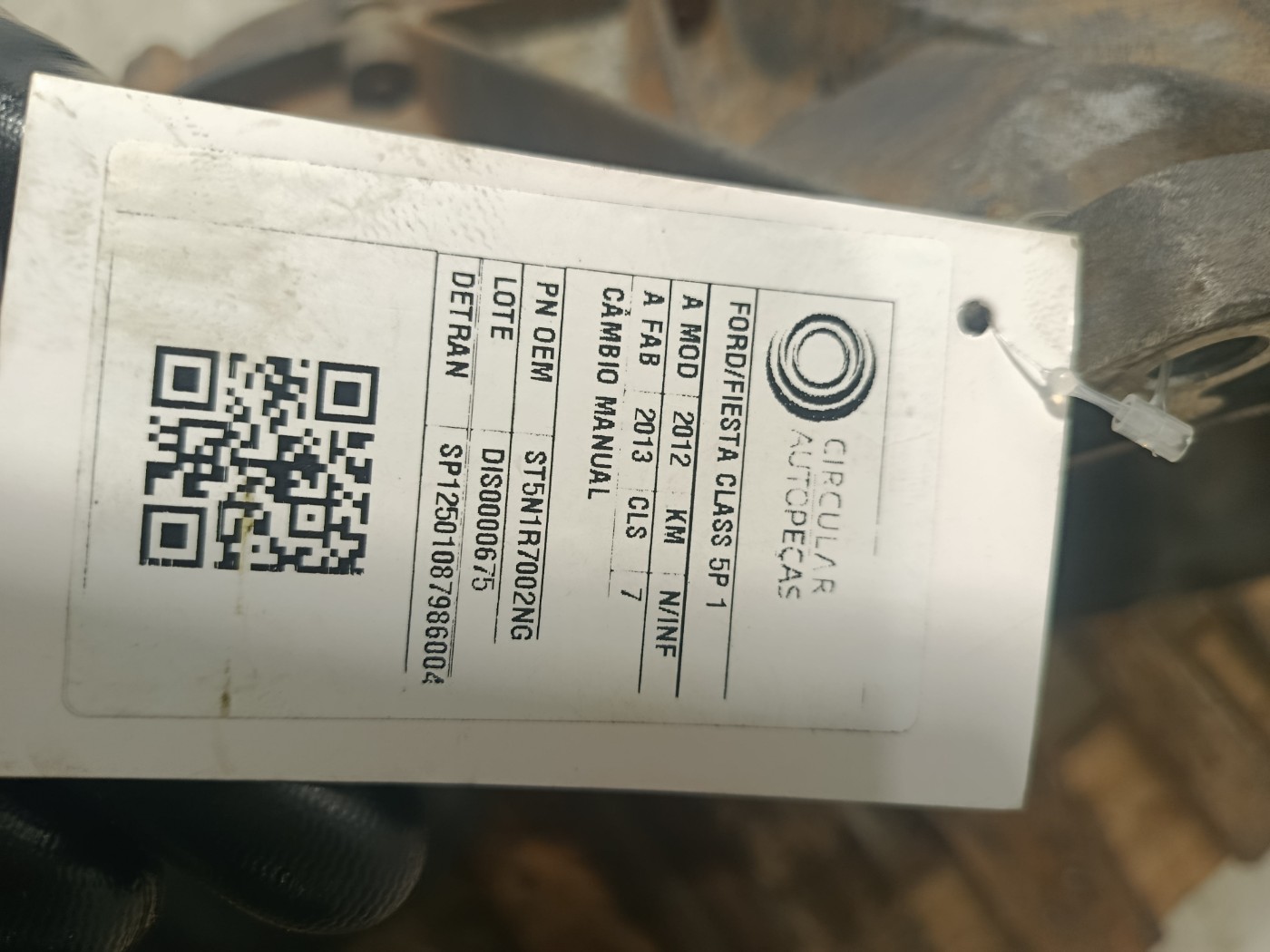 CÂMBIO MANUAL FORD FIESTA 1.0 8V FLEX/CLASS 2012/2013 - ST5N1R7002NG - 