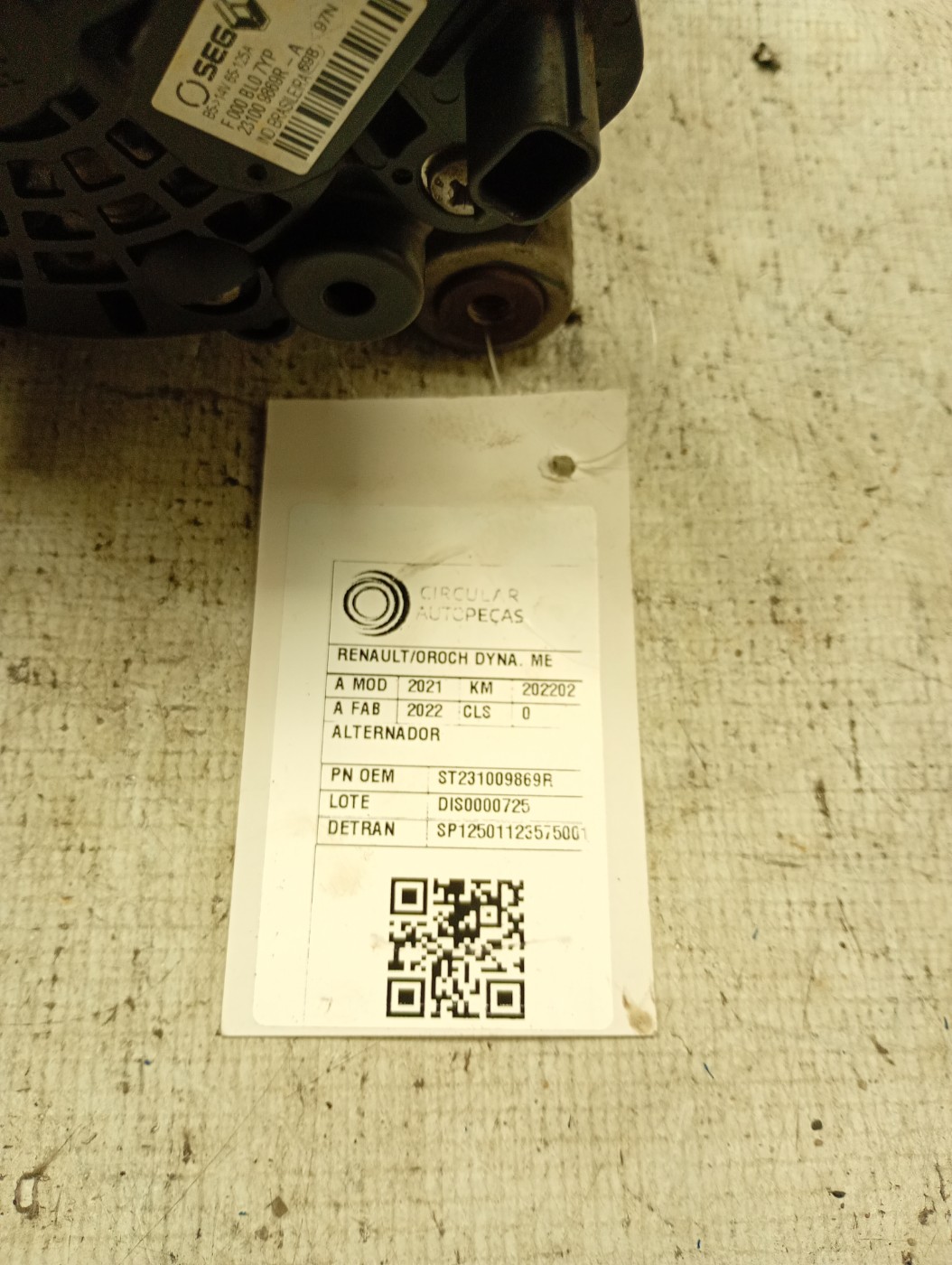 ALTERNADOR VEICULO AUTOMOVEL - 231009869R - 