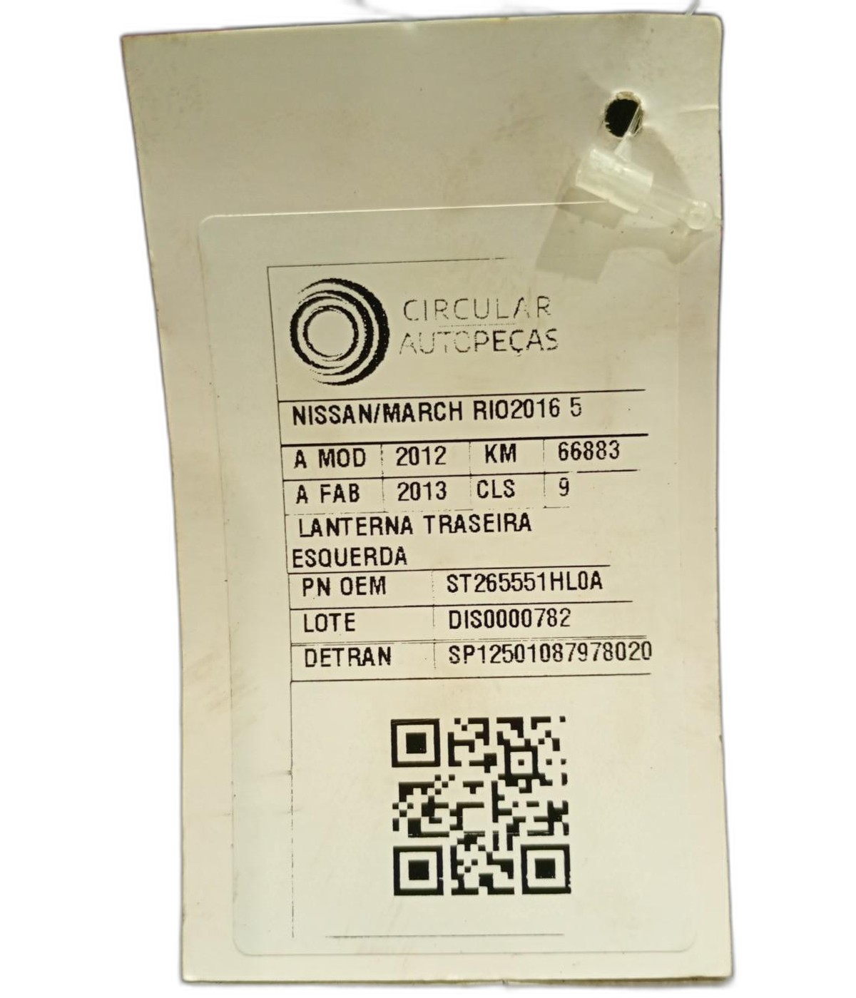 Lanterna Traseira Esquerda Nissan March 2012 a 2014 - ST265551HL0A - 