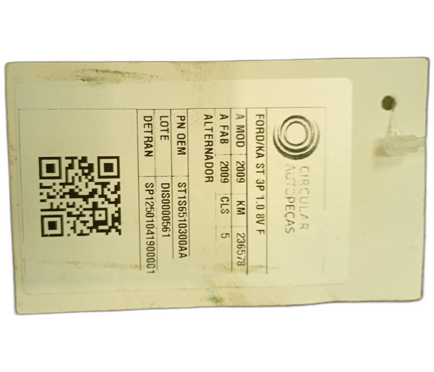 ALTERNADOR FORD KA 1.0 8V/1.0 8V ST FLEX 2008/2009 - 1S6510300AA - 