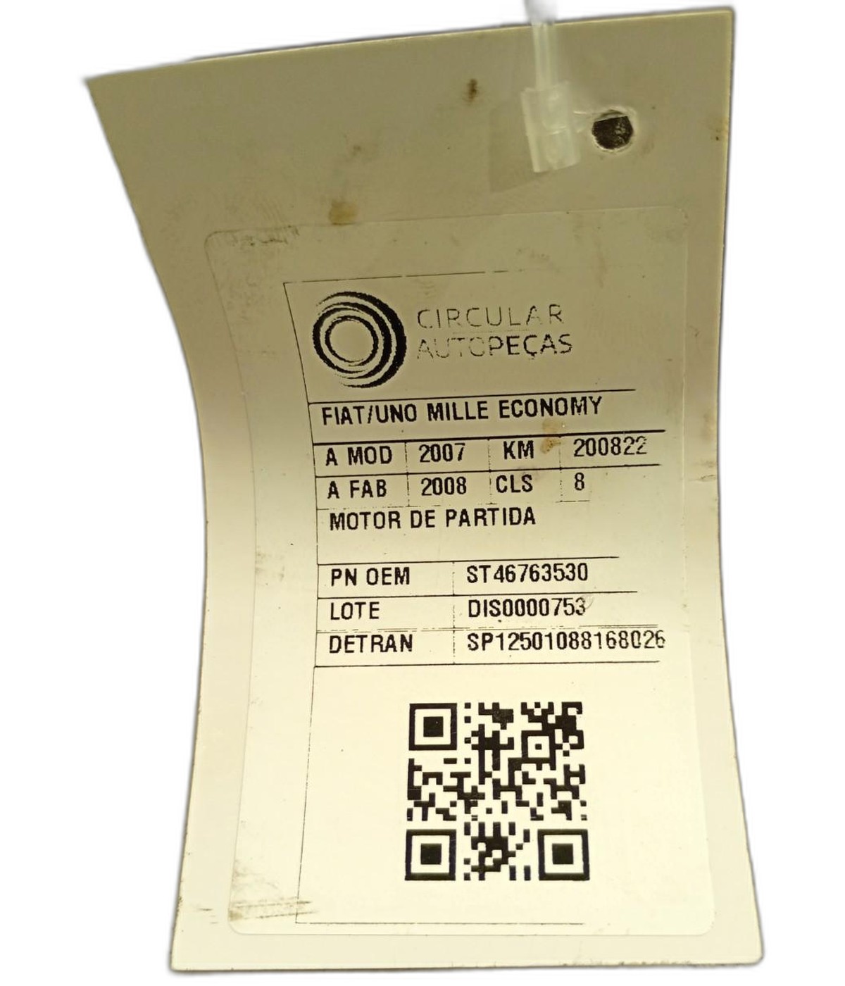 MOTOR PARTIDA FIAT UNO MILLE 1.0 FIRE ECONOMY 2013 - 46763530 - 