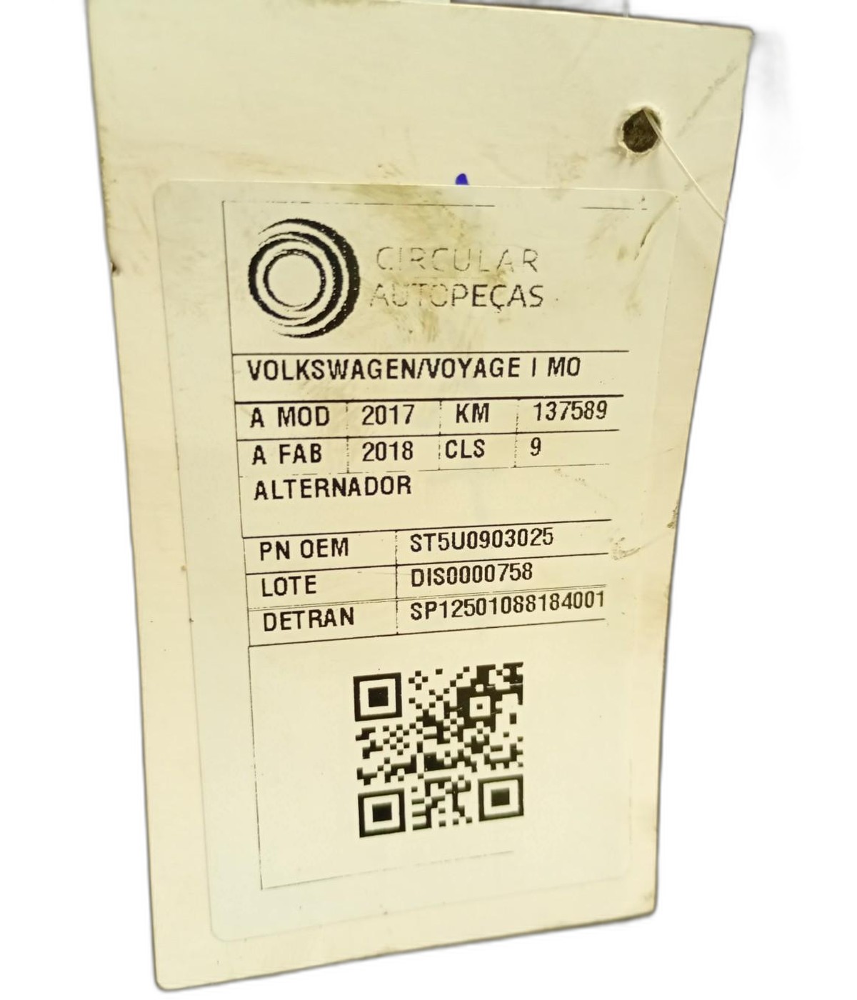 Alternador - 5U0903025 - Gol, SpaceFox, Fox