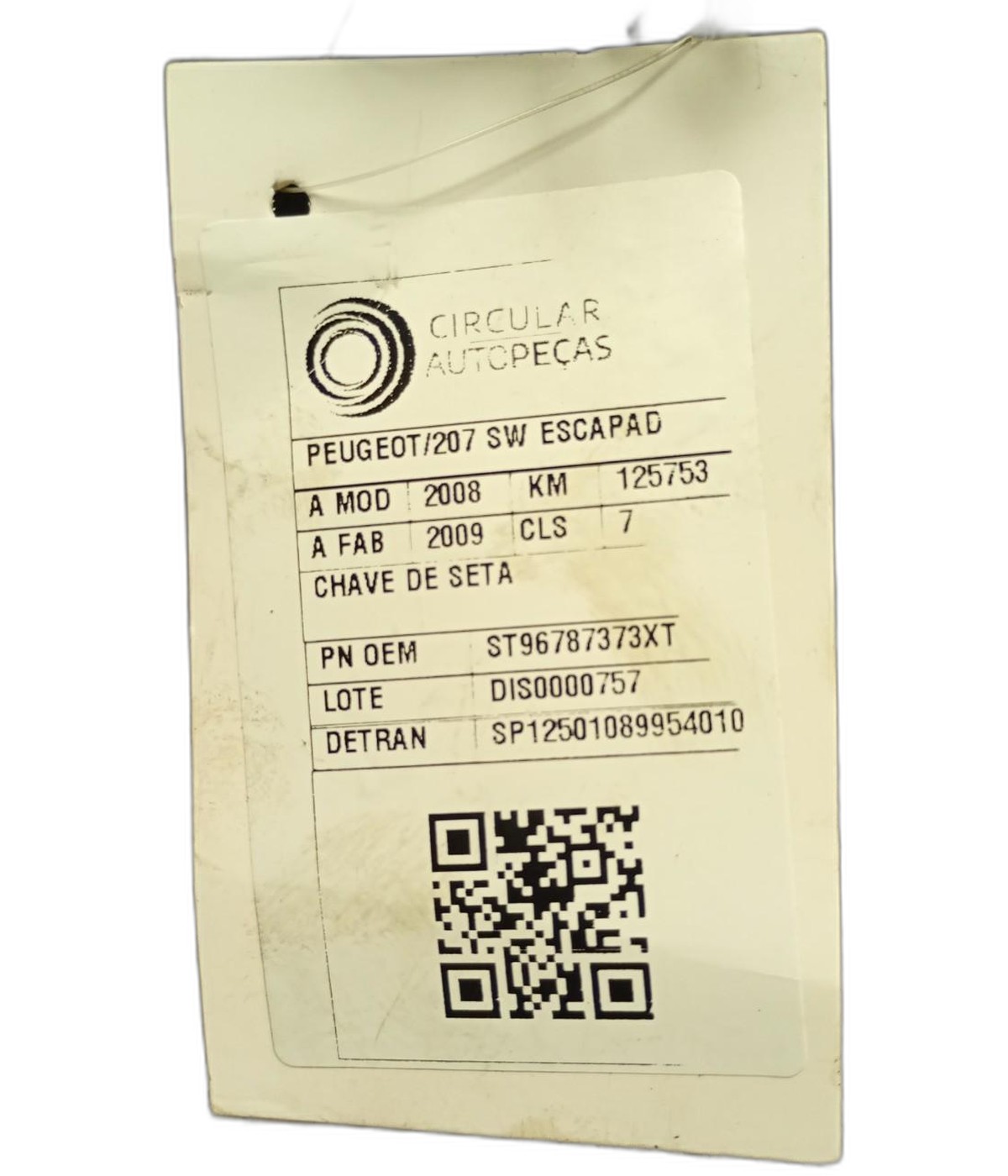 CHAVE SETA PEUGEOT 207 SW ESCAPADE 1.6 16V FLEX 2008/09 - 96787373XT - 