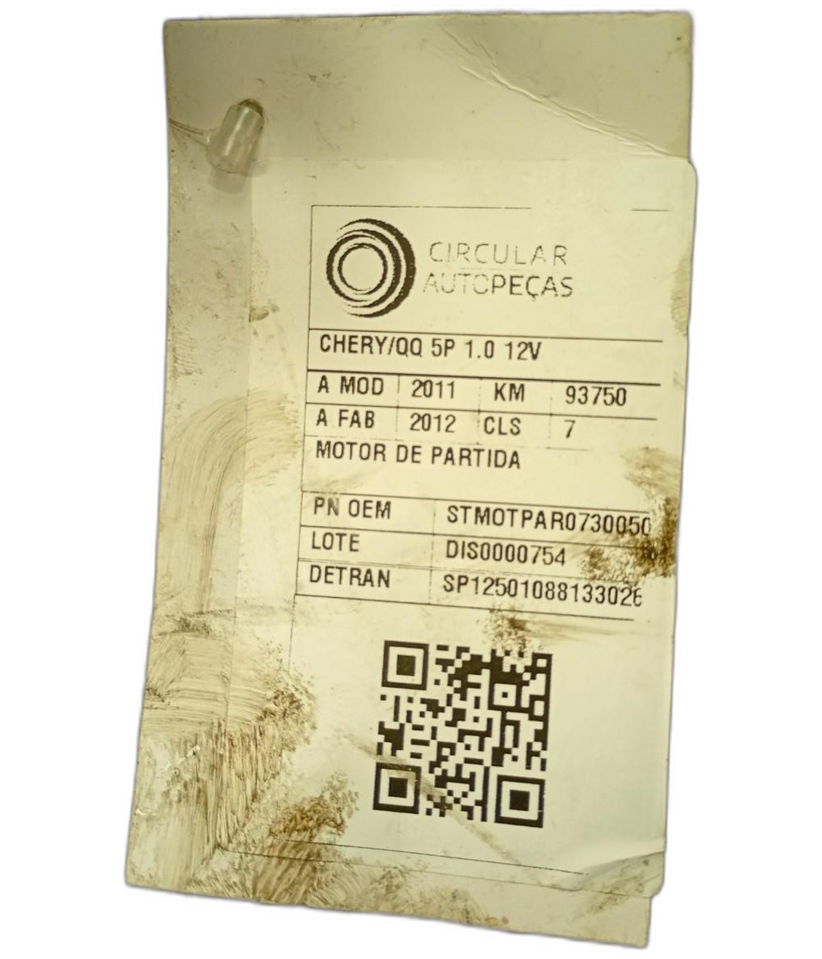 MOTOR PARTIDA CHERY QQ 1.1/1.0 12V 69CV 2011/2012 - MOTPAR0730050 - 