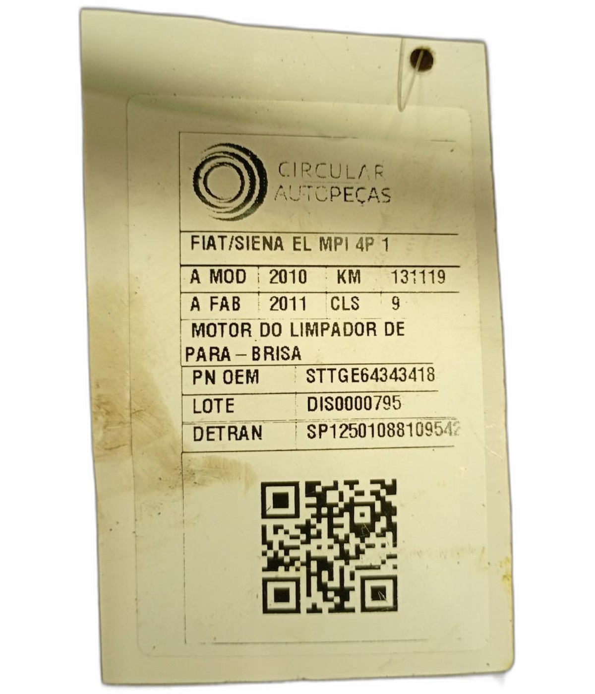 MOTOR LIMPADOR PARA-BRISA FIAT SIENA EL 1.4 MPI FLEX 10/11 - STTGE64343418 - 