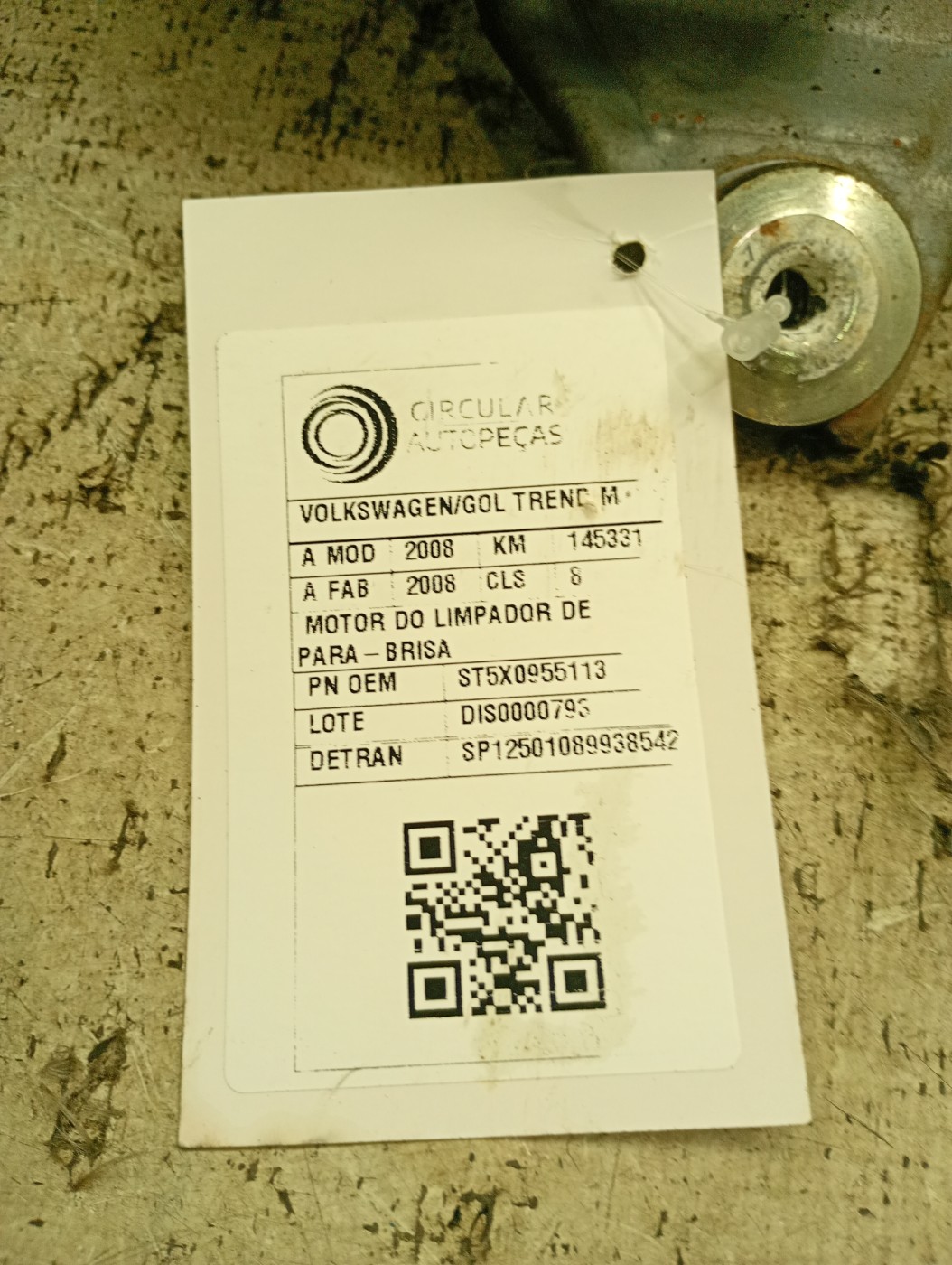 MOTOR LIMPADOR PARA-BRISA VOLKSWAGEN GOL CITY 1.0 FLX 2008 - ST5X0955113 - 