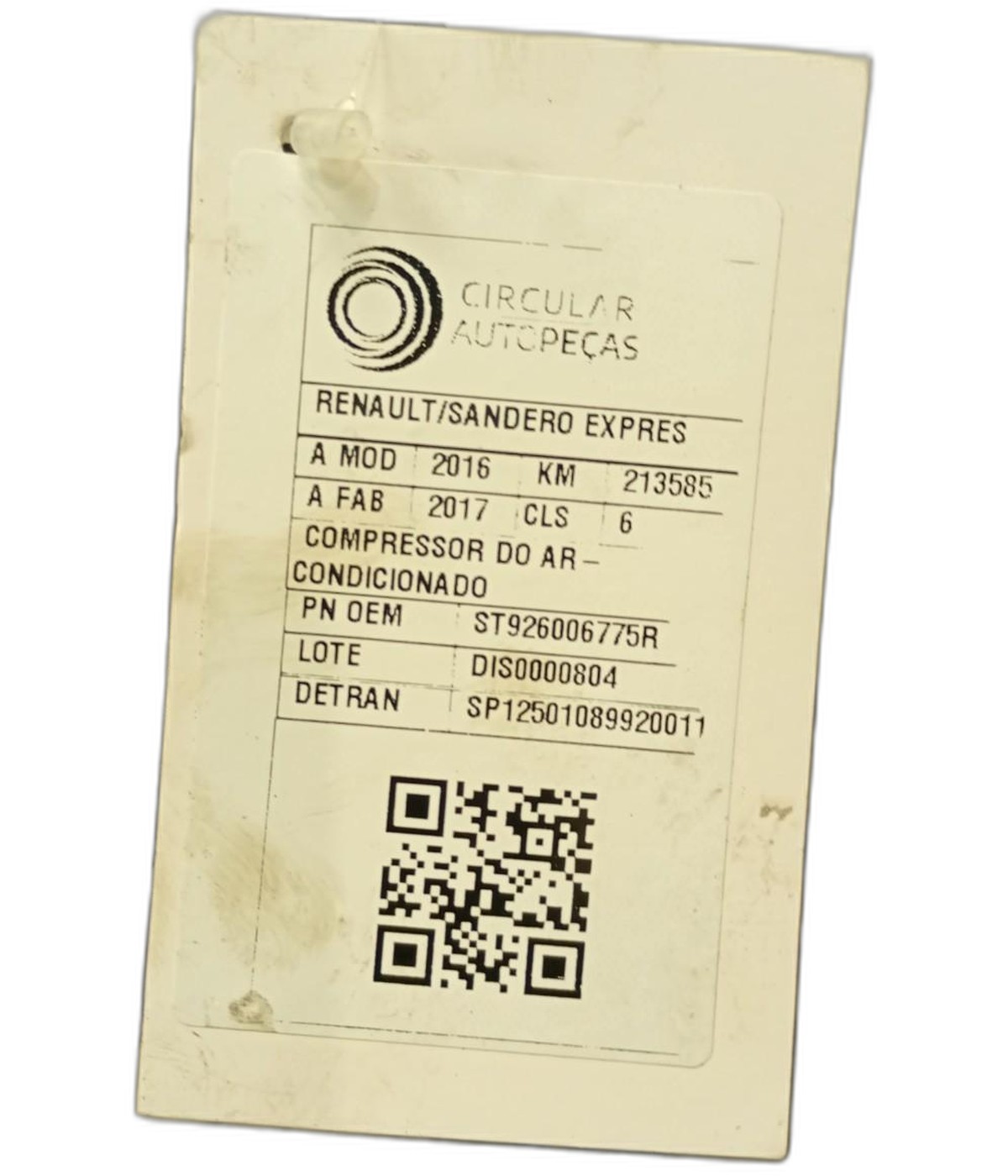 COMPRESSOR AR-CONDICIONADO RENAULT SANDERO EXPRES 1.0 17 - ST926006775R - 