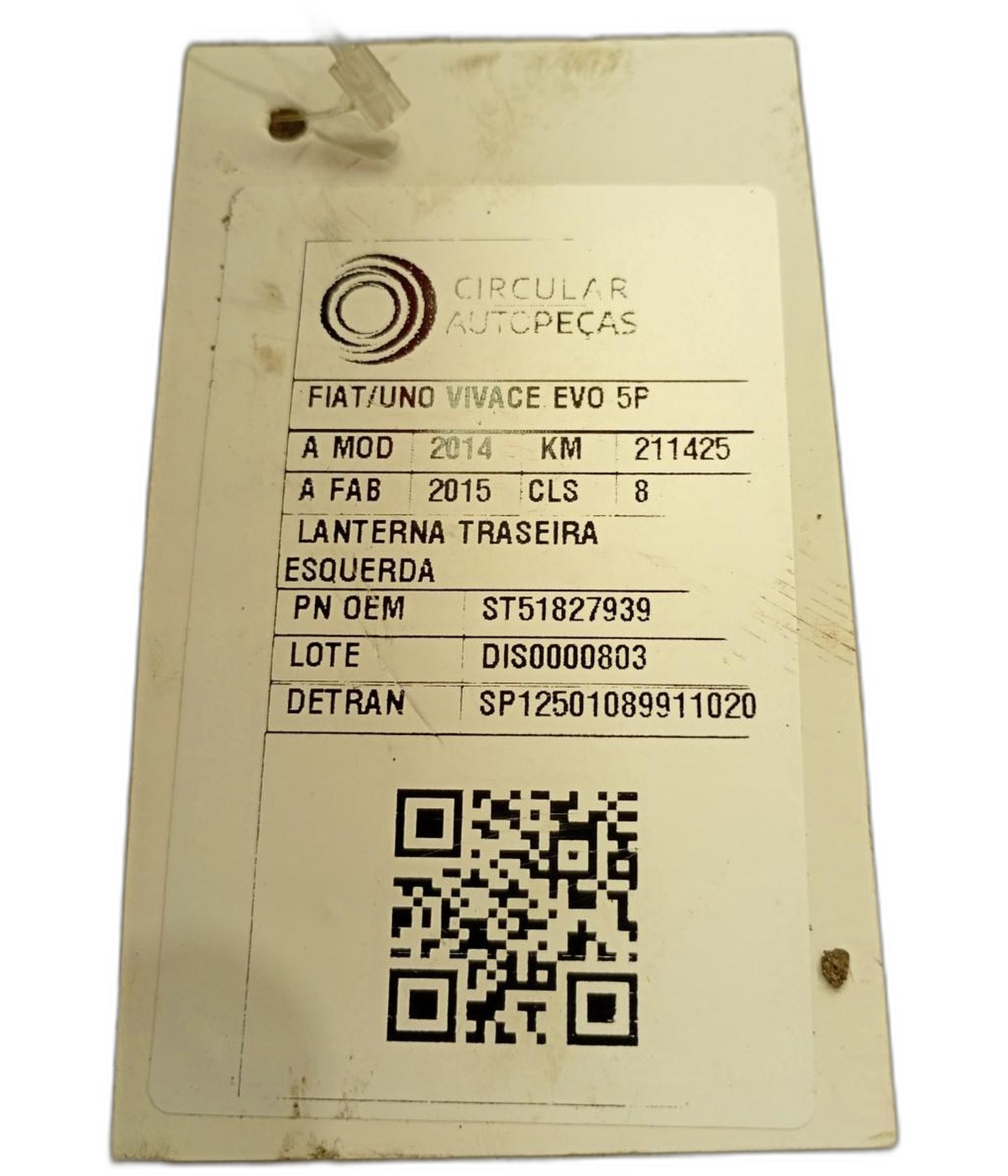 LANTERNA TRASEIRA ESQUERDA FIAT UNO VIVACE/RUA 2014/2015 - ST51827939 - 