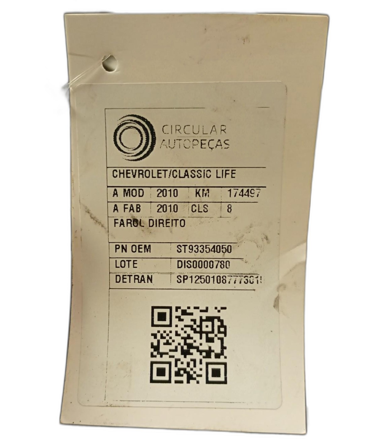 FAROL DIREITO CHEVROLET CLASSIC LIFE/LS 2010/2010 - ST93354050 - 