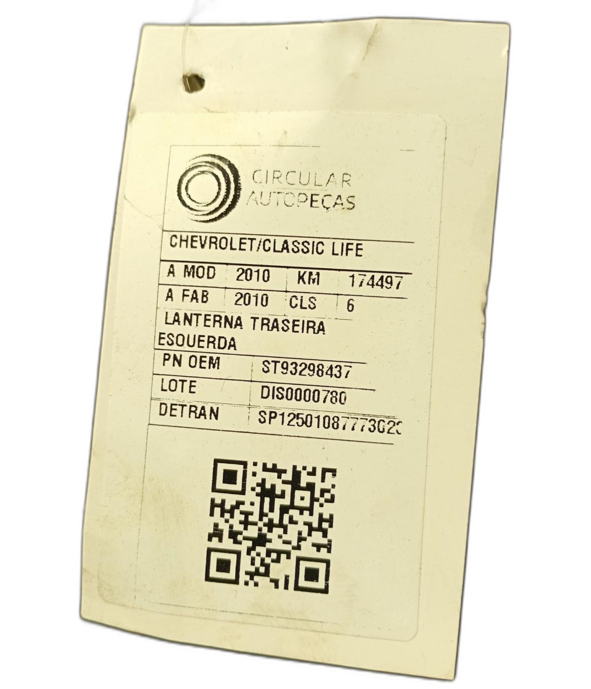 LANTERNA TRASEIRA ESQUERDA CHEVROLET CLASSIC LIFE/LS 2010 - ST93298437 - 