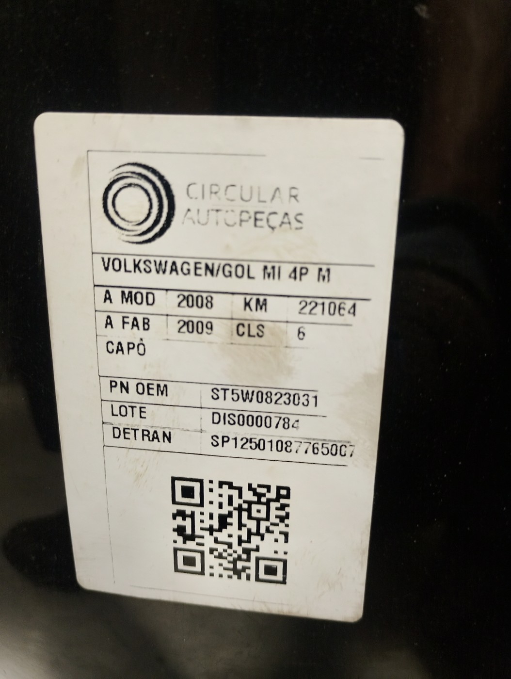 CAPÔ VOLKSWAGEN GOL (NOVO) 1.0 MI TOTAL FLEX 8V 08/09 - ST5W0823031 - 