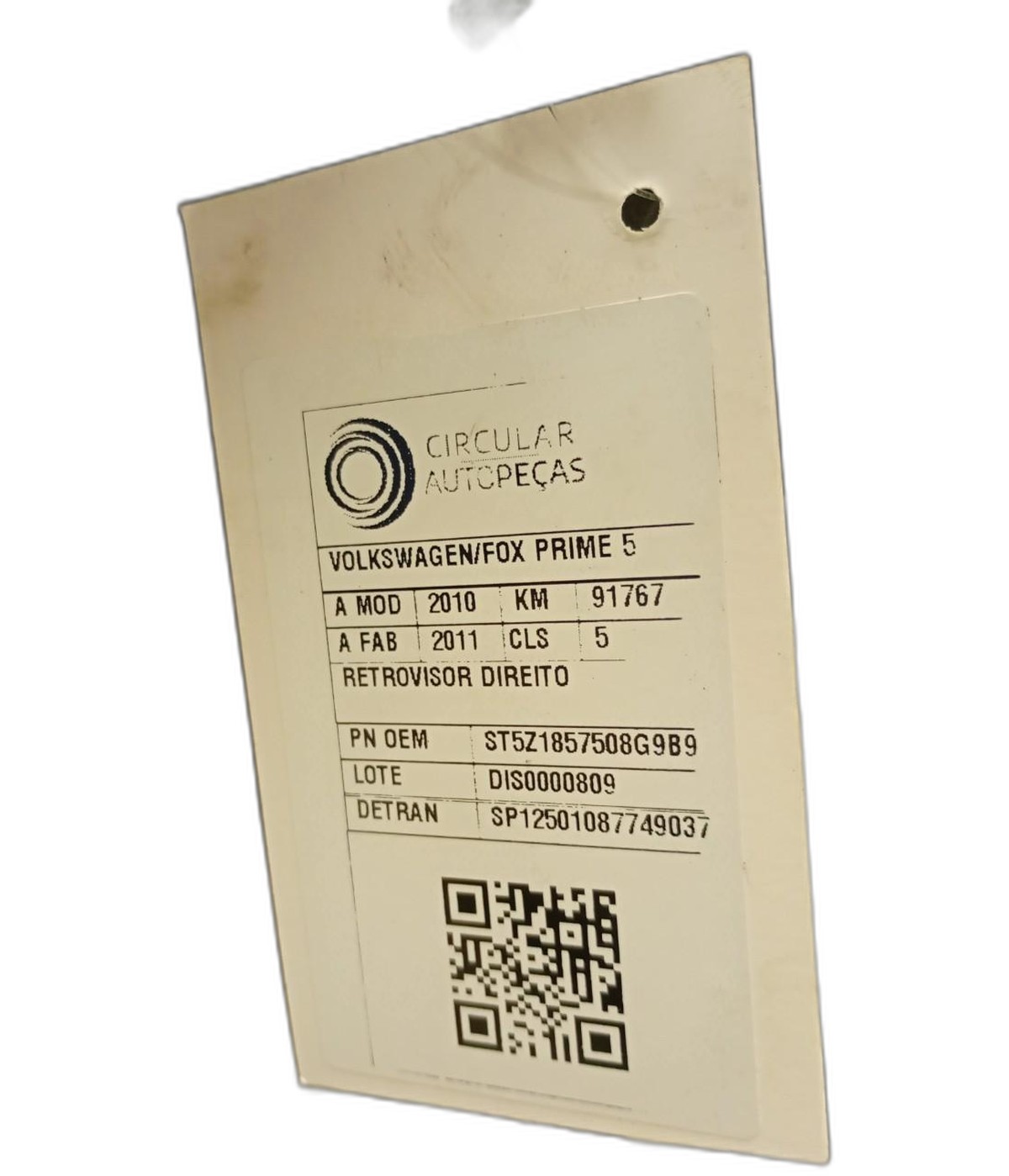 RETROVISOR DIREITO VOLKSWAGEN FOX PRIME/Higli. 1.6 FLX 10/11 - ST5Z1857508G9B9 - 