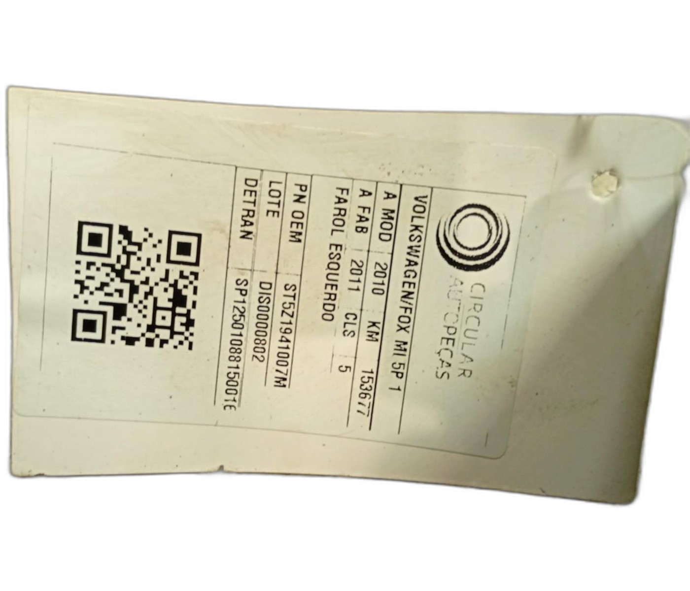 FAROL DIANTEIRO ESQUERDO VOLKSWAGEN FOX 1.6 MI 2010/2014 - ST5Z1941007M - 