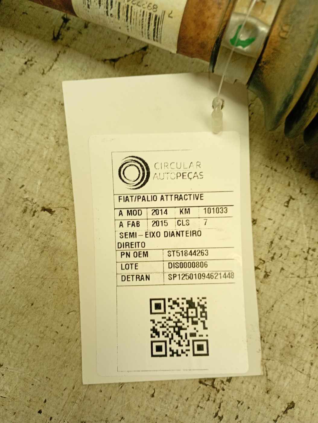 SEMI-EIXO DIANTEIRO DIREITO FIAT PALIO ATTRA/ITALY 1.4 14/15 - ST51844263 - 