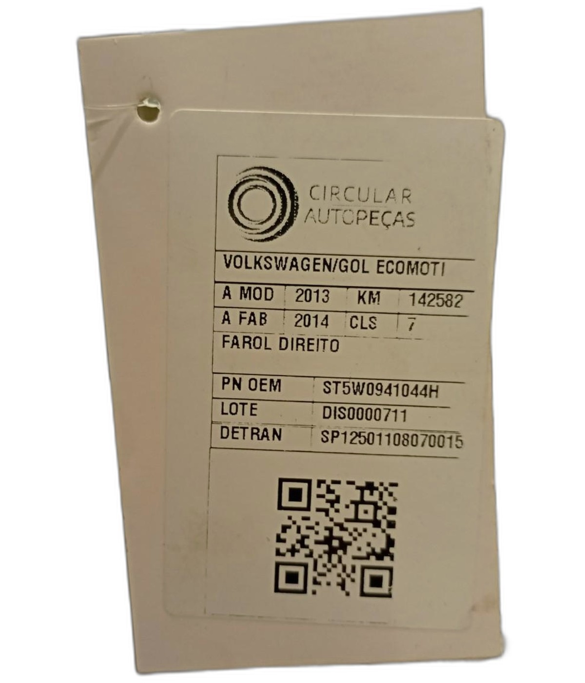 FAROL DIREITO VOLKSWAGEN GOL ECOMOTION 1.0 2013/2014 - ST5W0941044H - 