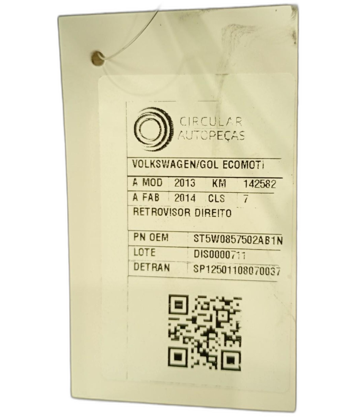 RETROVISOR DIREITO VOLKSWAGEN ECOMOTION 1.0 MI FLEX 13/14 - ST5W0857502AB1NN - 