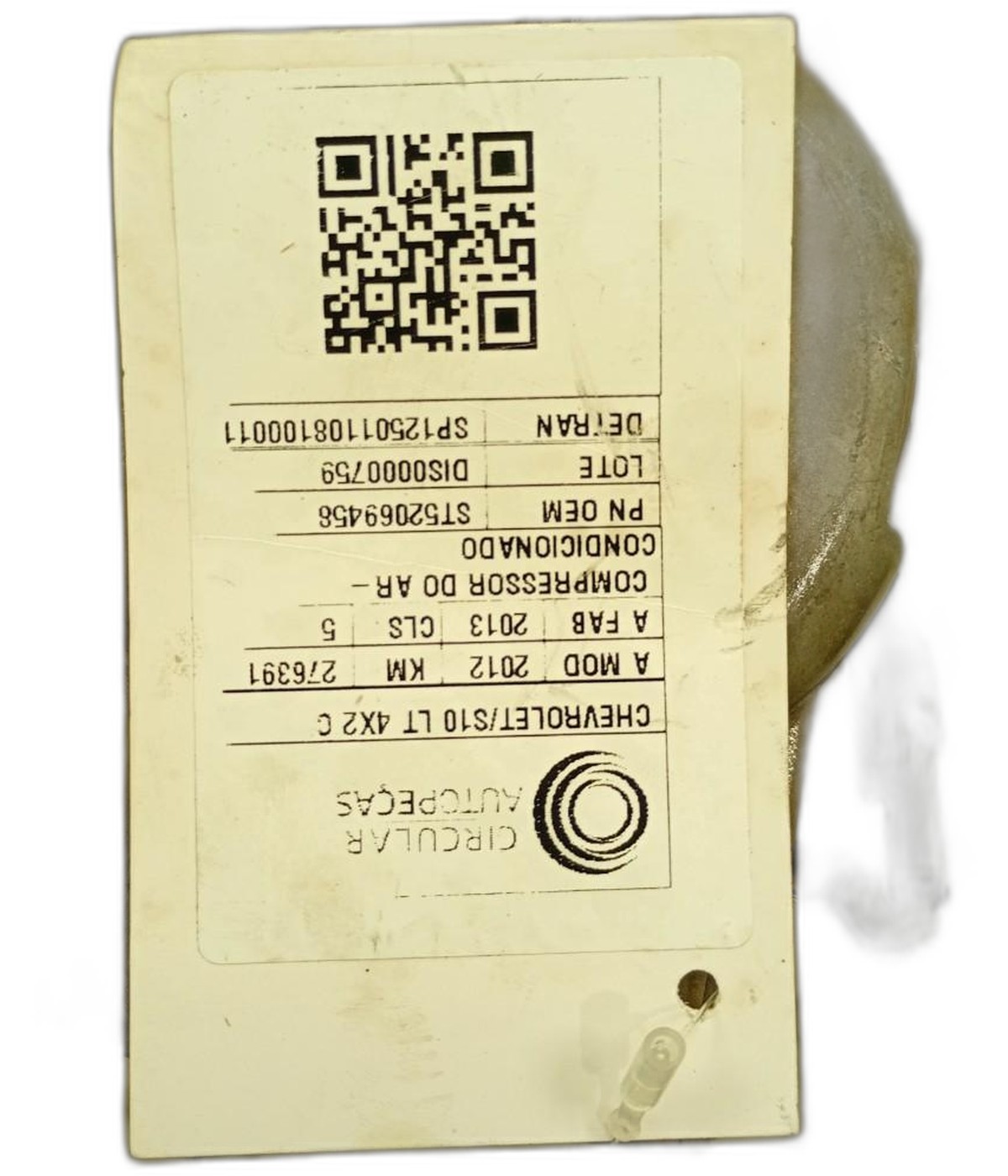 COMPRESSOR AR-CONDICIONADO CHEVROLET S10 LT 2.4 2012/13 - ST52069458 - 