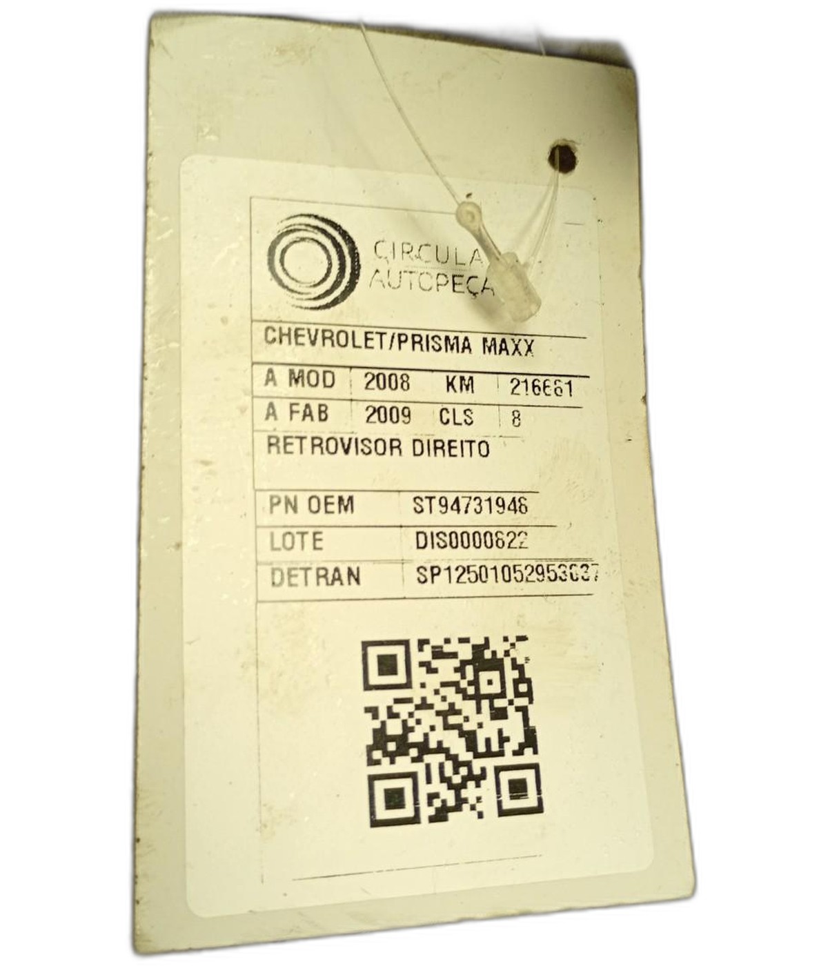 RETROVISOR DIREITO CHEVROLET PRISMA MAXX 1.4 2008/09 - ST94731948 - 