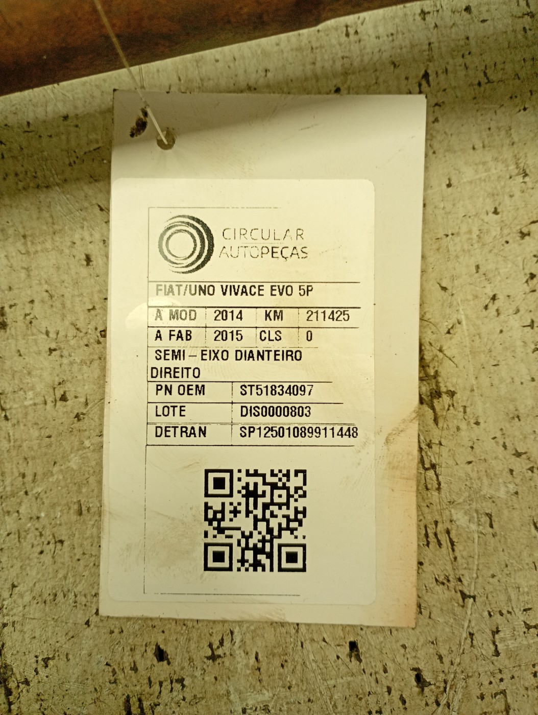 SEMI EIXO DIANTEIRO DIREITO FIAT UNO VIVACE/RUA 1.0 14/15 - ST51834097 - 