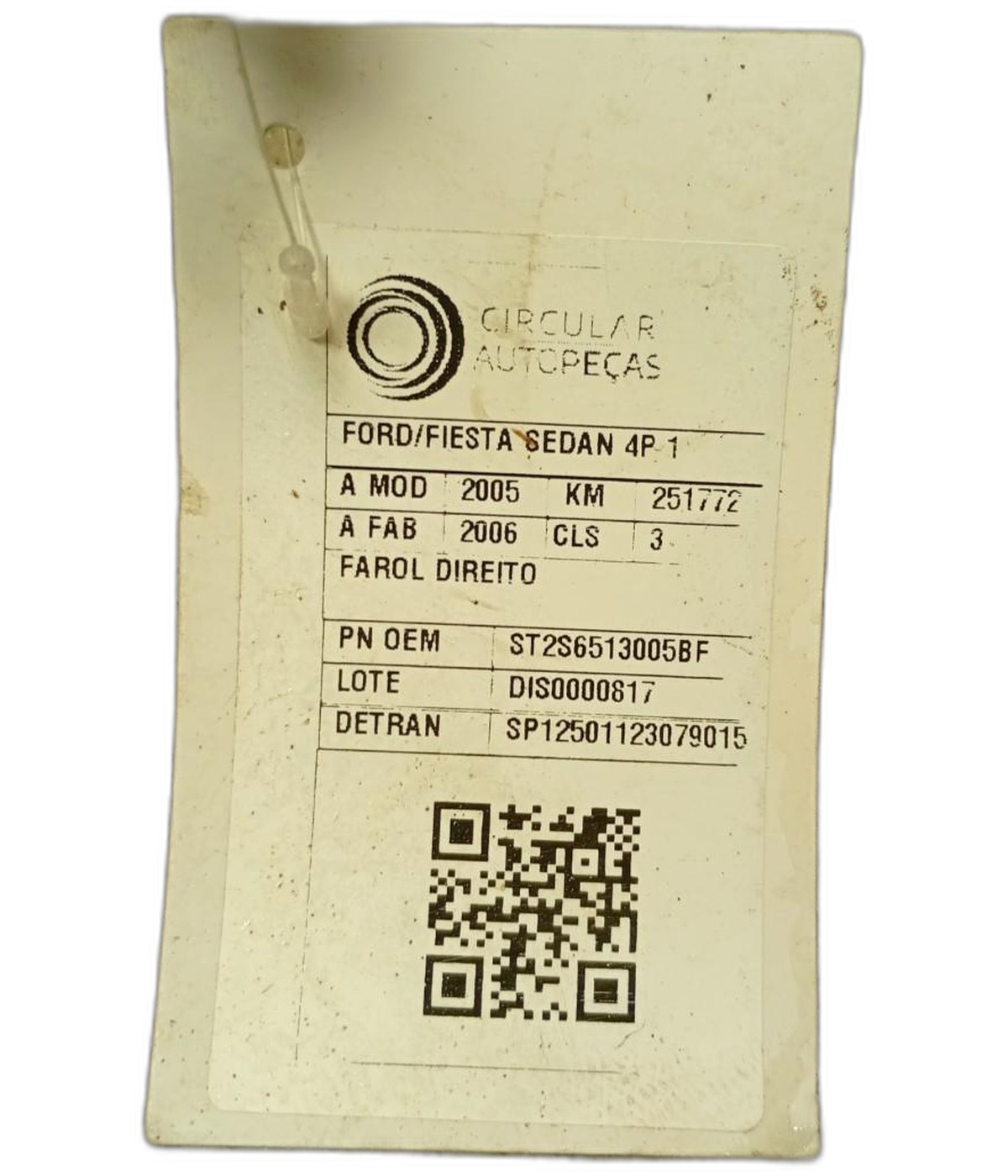 FAROL DIREITO FORD FIESTA 1.6 8V FLEX/CLASS 2004/2005 - ST2S6513005BF - 