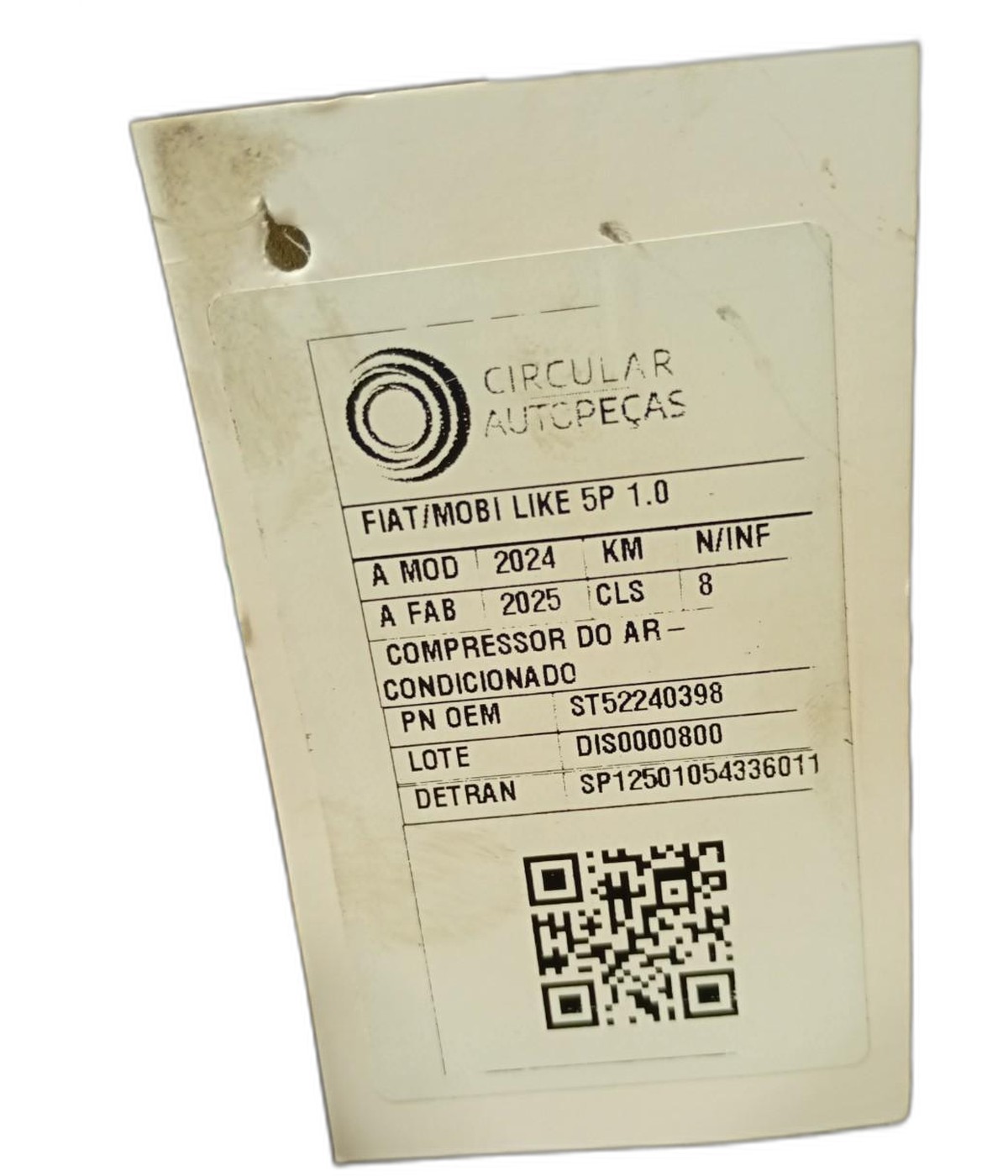 COMPRESSOR AR-CONDICIONADO FIAT UNO WAY 1.4 EVO 2016/16 - ST52240398 - 