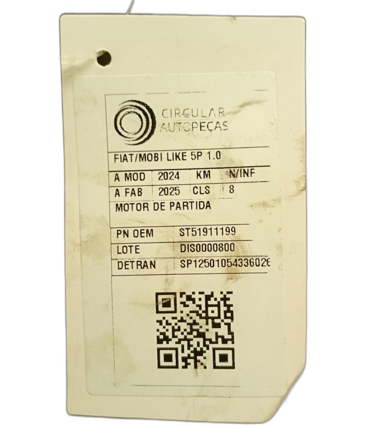 MOTOR PARTIDA FIAT MOBI EASY 1.0 FIRE FLEX 2017/2018 - ST51911199 - 