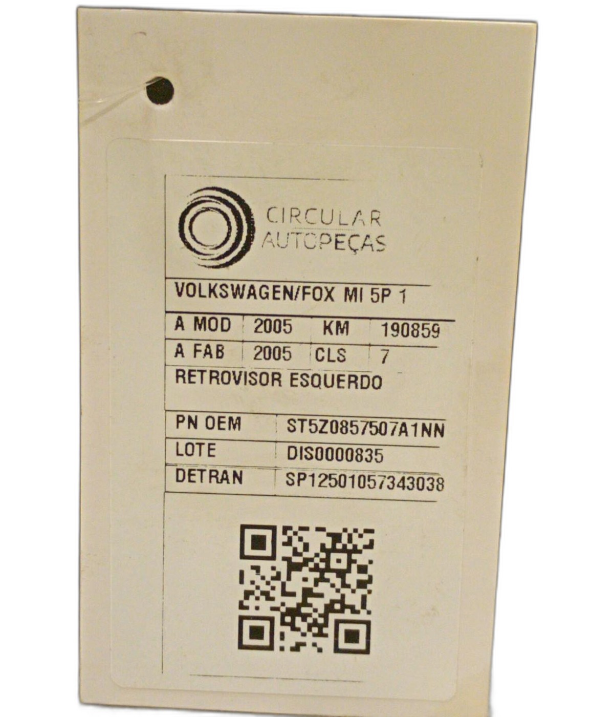 RETROVISOR ESQUERDO VOLKSWAGEN FOX CITY 2005/2006 - ST5Z0857507A1NN - 