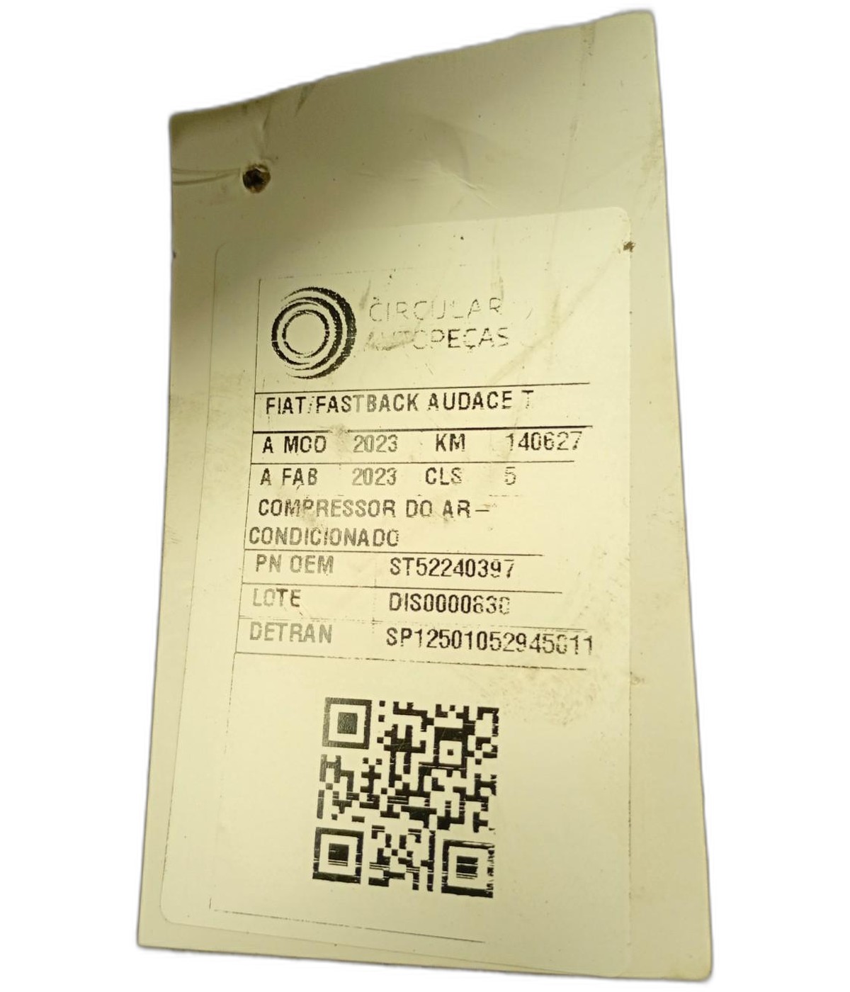 COMPRESSOR AR-CONDICIONADO FIAT FASTBACK AUDACE 200 1.0 2023 - ST52240397 - 