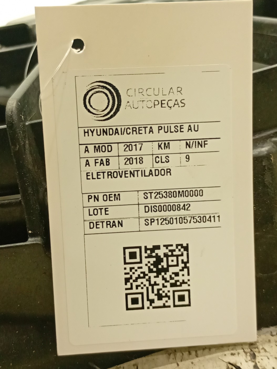 ELETROVENTILADOR HYUNDAI CRETA PULSE 1.6 16V FLEX AUT. 17/18 - ST25380M0000 - 