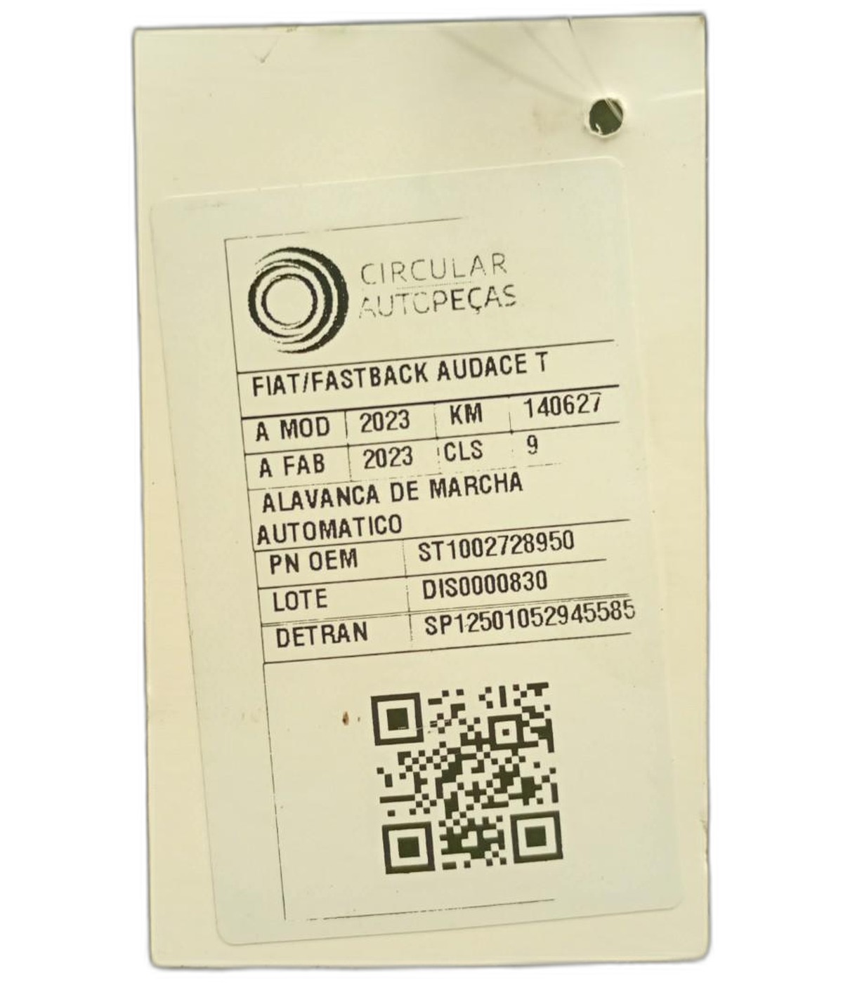 ALAVANCA MARCHA FIAT AUT FASTBACK AUDACE TURBO 1.0 2023 - ST1002728950 - 