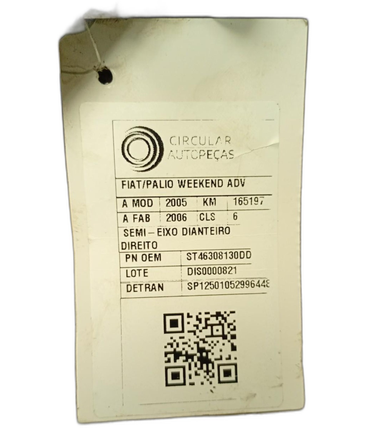 SEMI-EIXO DIANTEIRO DIREITO FIAT PALIO WEEKEND 1.8 2005/2006 - ST46308130DD - 